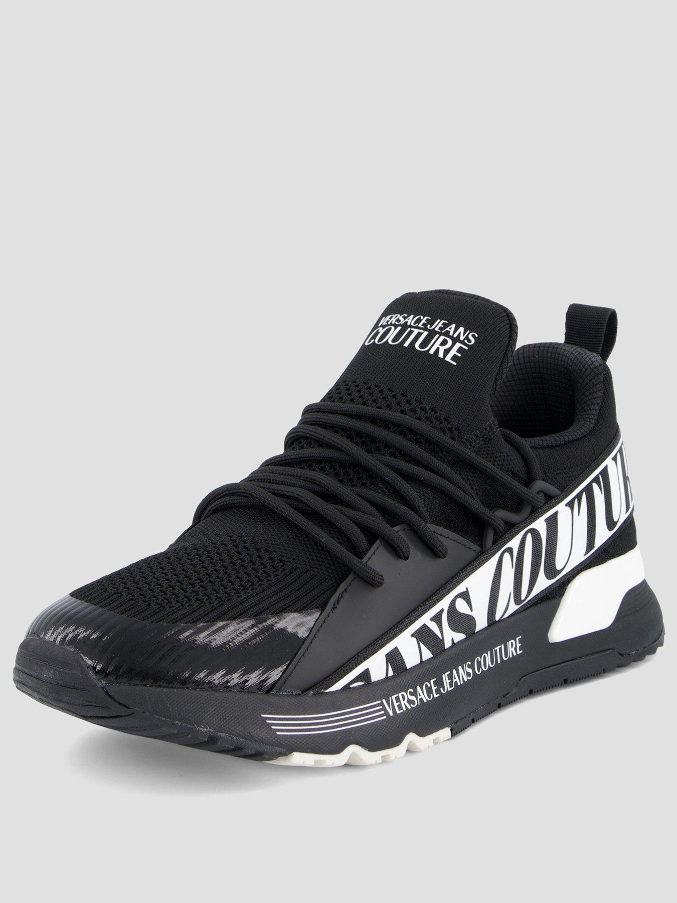 Image 2 of 7 of Versace Jeans Couture Dynamic Side Logo Knitted Runner Trainers - Black