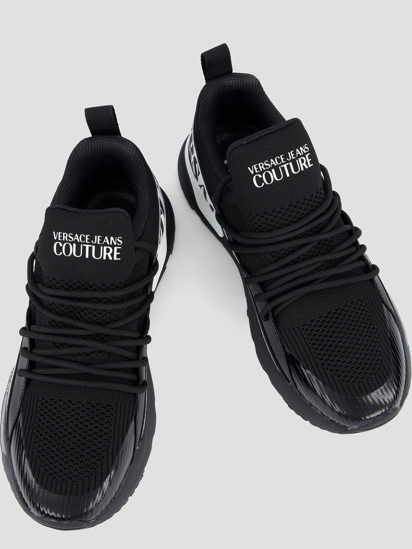 Image 3 of 7 of Versace Jeans Couture Dynamic Side Logo Knitted Runner Trainers - Black
