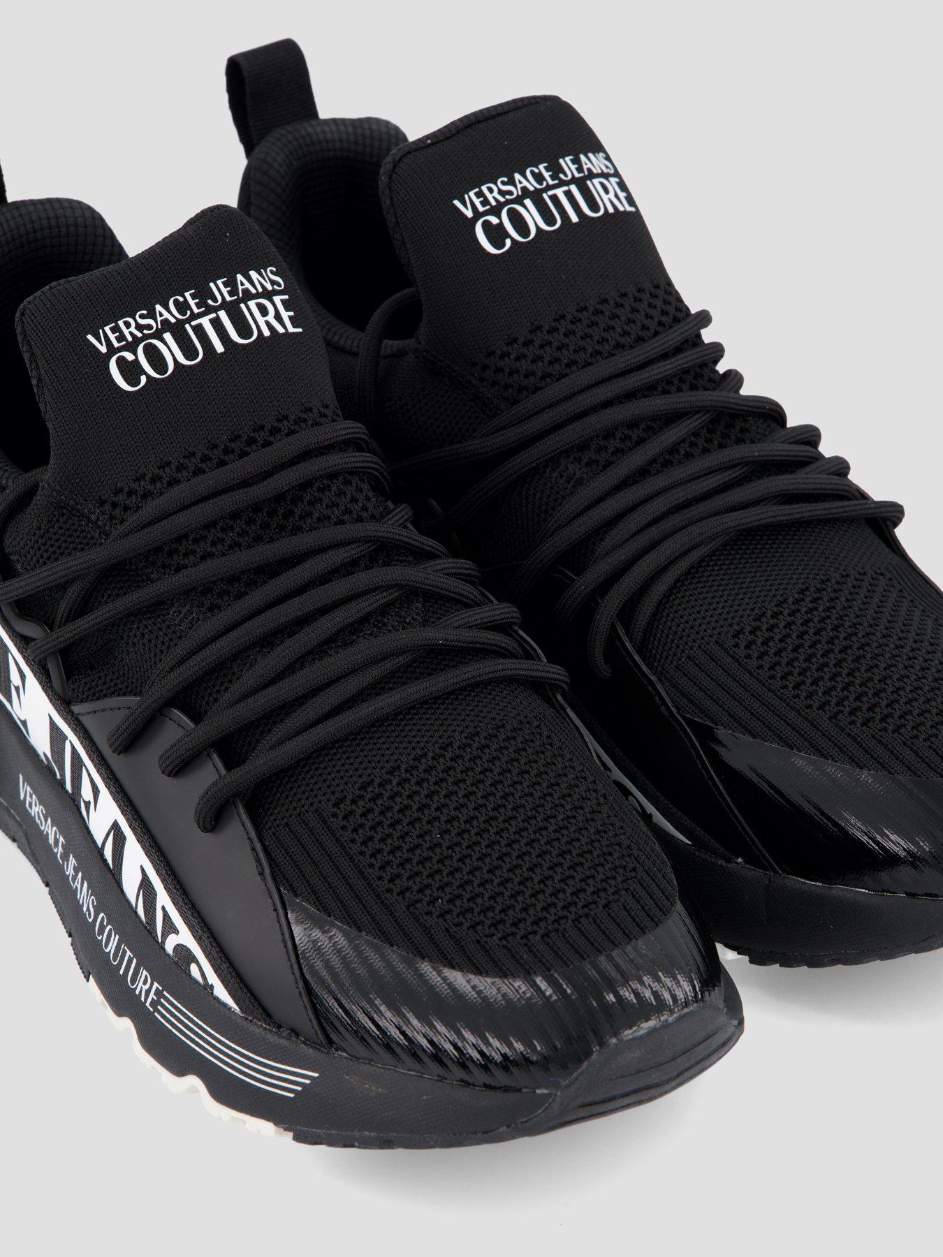 Image 5 of 7 of Versace Jeans Couture Dynamic Side Logo Knitted Runner Trainers - Black