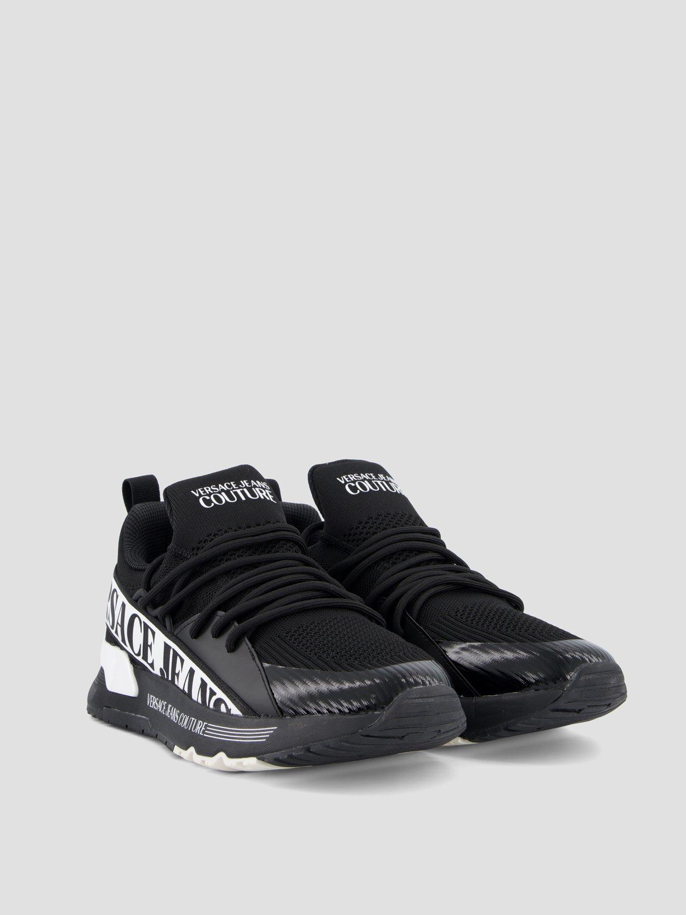 Image 6 of 7 of Versace Jeans Couture Dynamic Side Logo Knitted Runner Trainers - Black