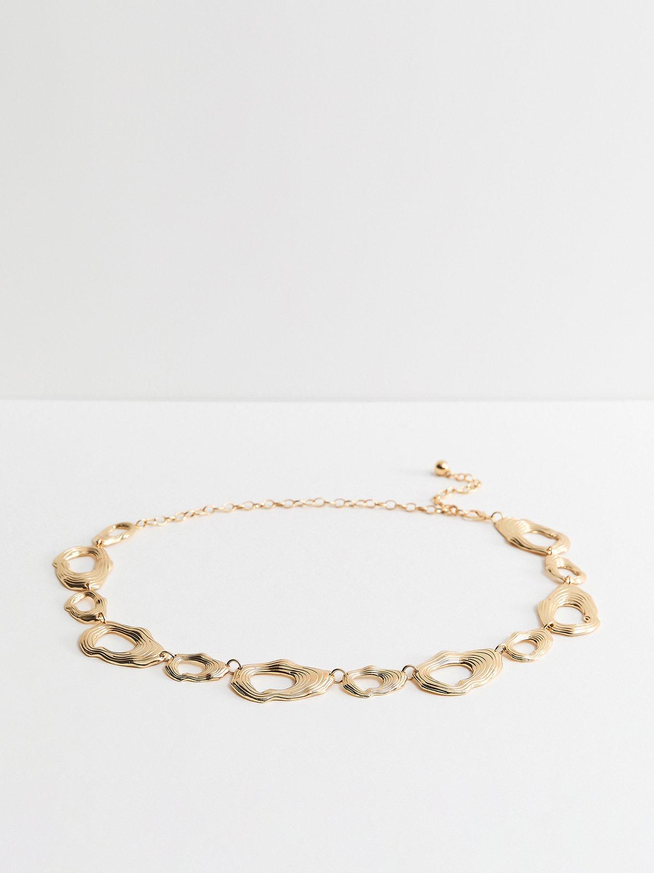 Image 1 of 2 of New Look Tone Irregular Oval Ring Chain Belt - Gold