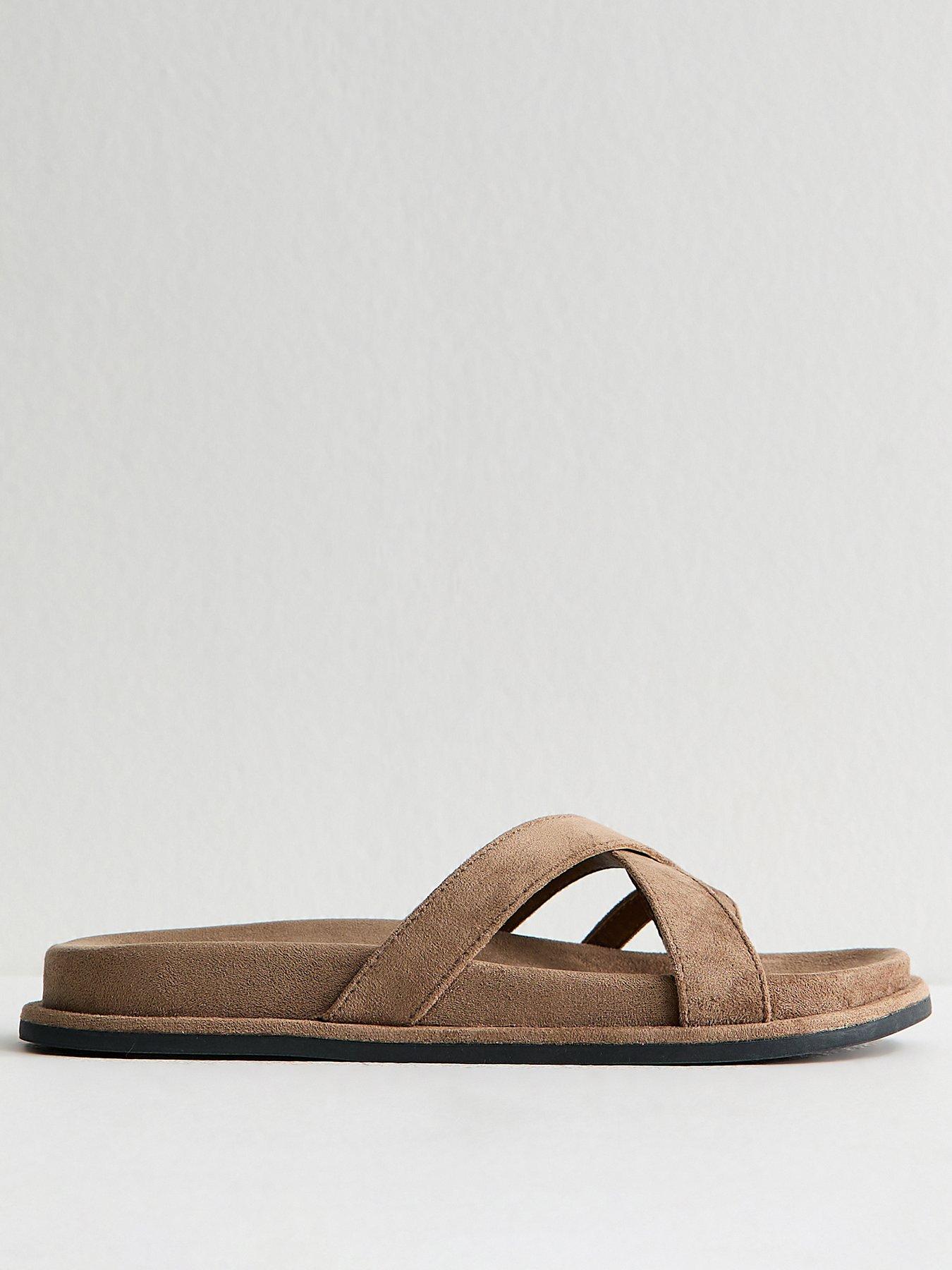 Image 2 of 5 of New Look Light Brown Faux Suede Toe Loop Flat Sandals