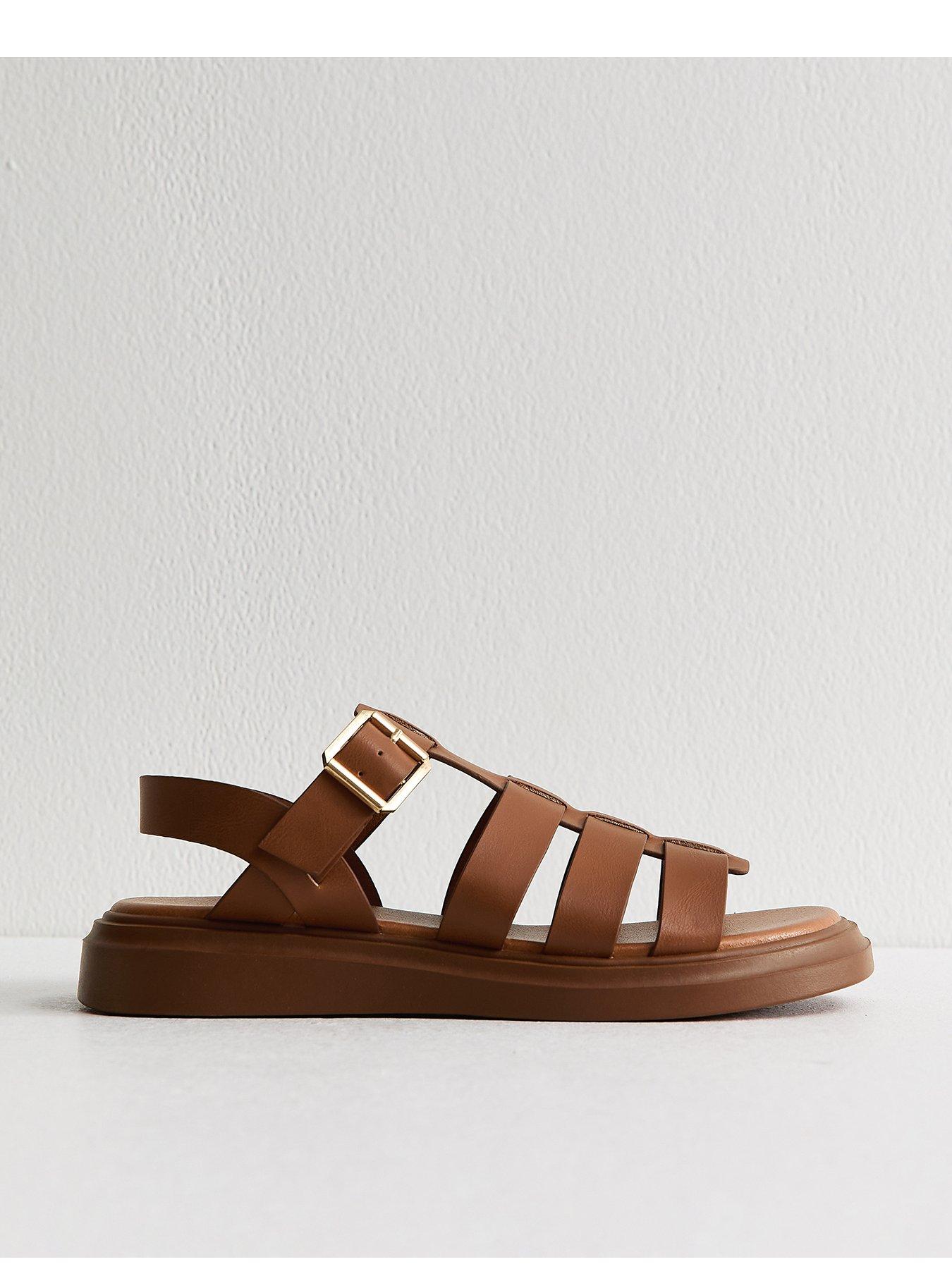 new-look-wide-fit-tan-faux-leather-chunky-gladiator-sandals-brown