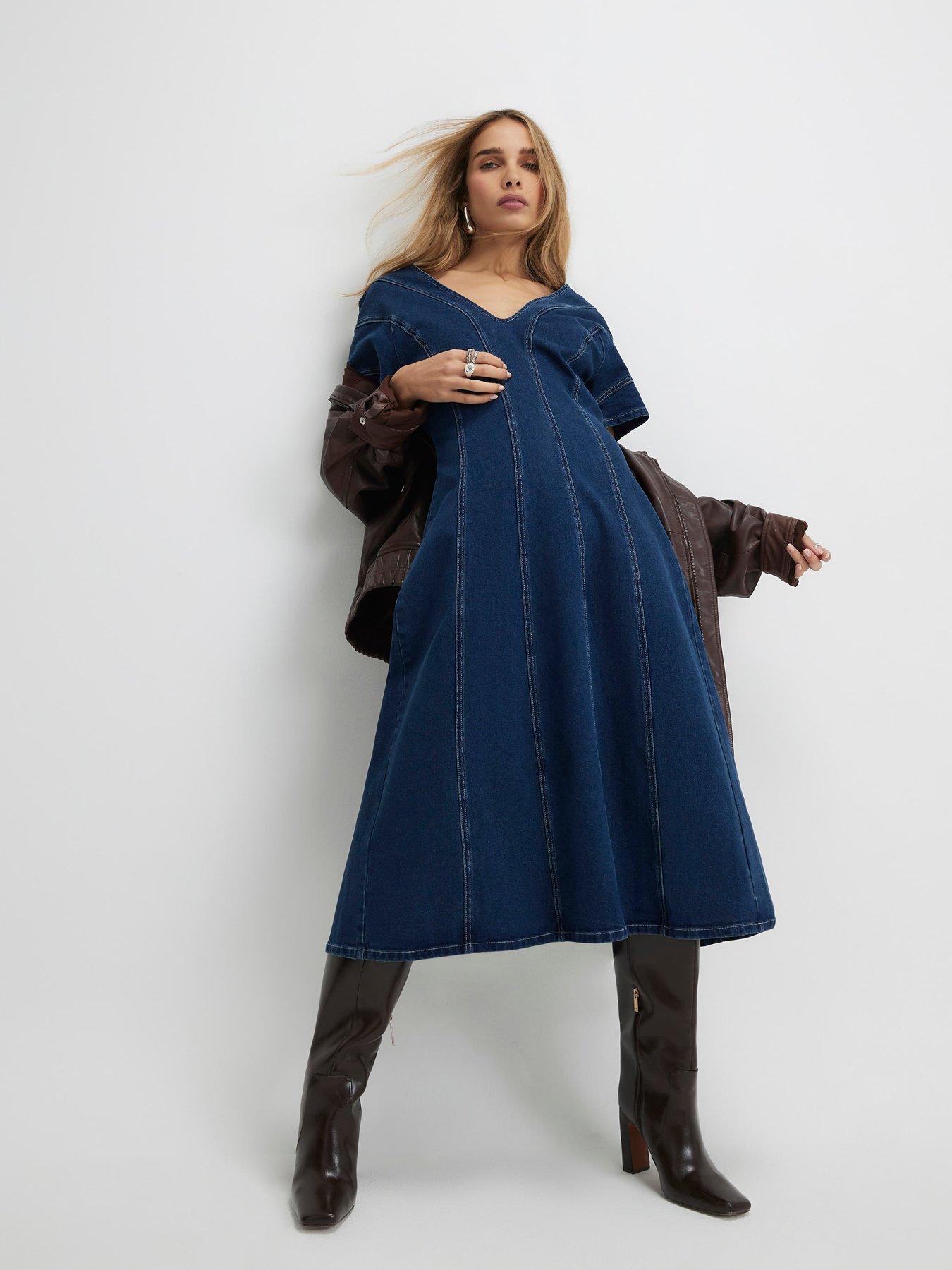 river-island-denim-seamed-midi-dress--bluefront