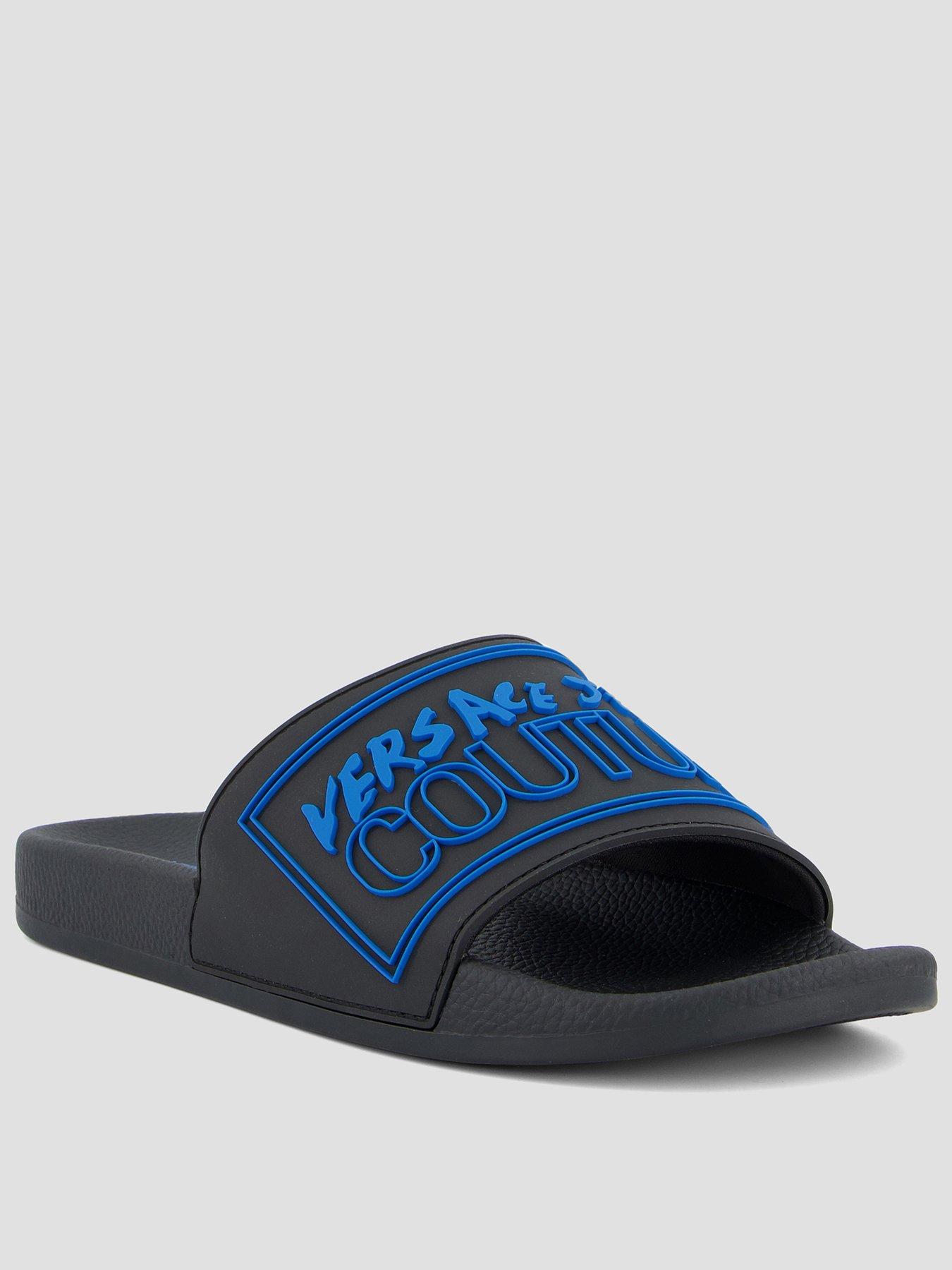 Image 1 of 7 of Versace Jeans Couture Contrast Logo Sliders - Black