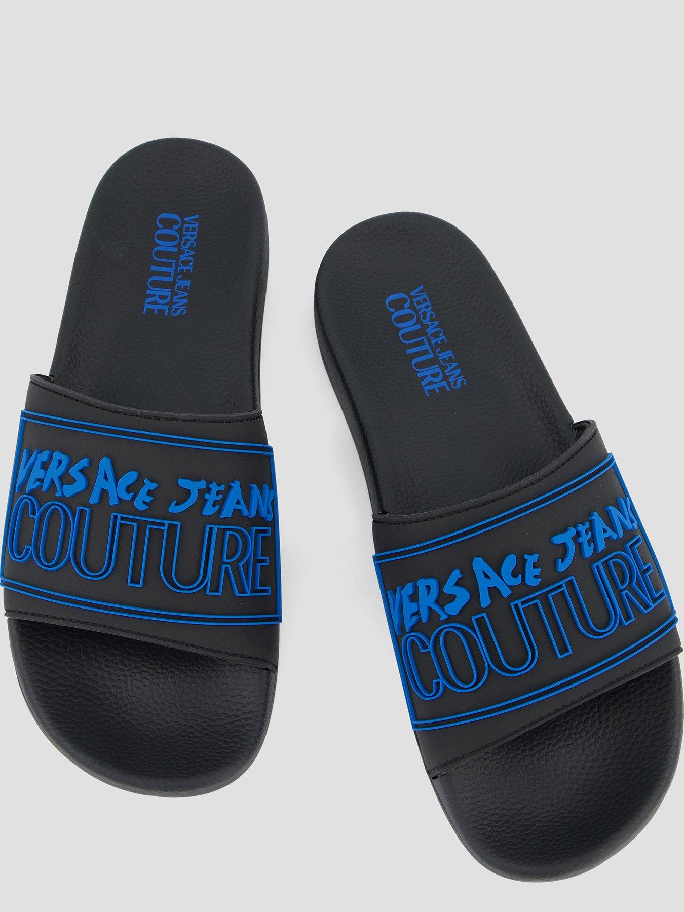 Image 3 of 7 of Versace Jeans Couture Contrast Logo Sliders - Black