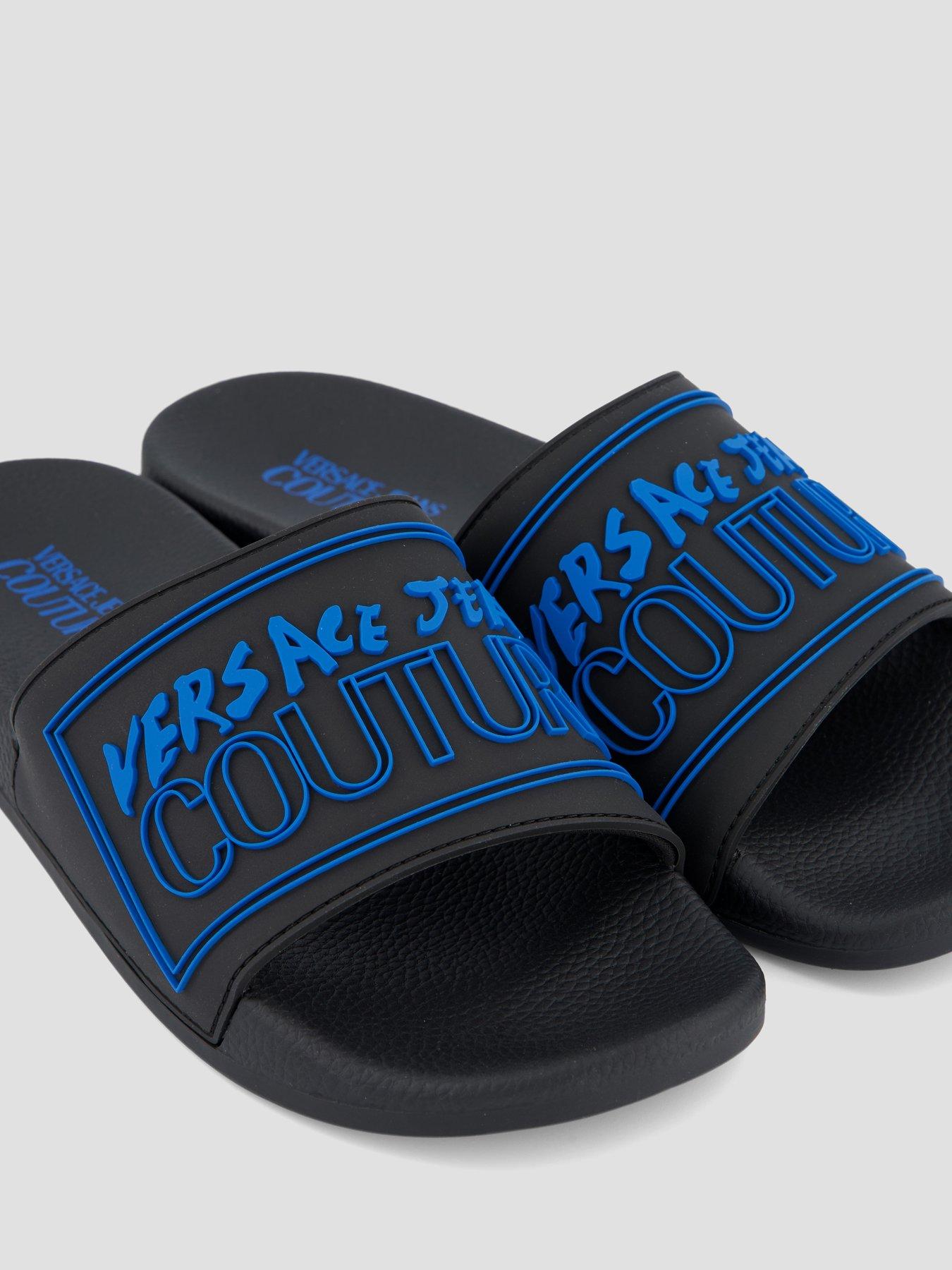 Image 5 of 7 of Versace Jeans Couture Contrast Logo Sliders - Black