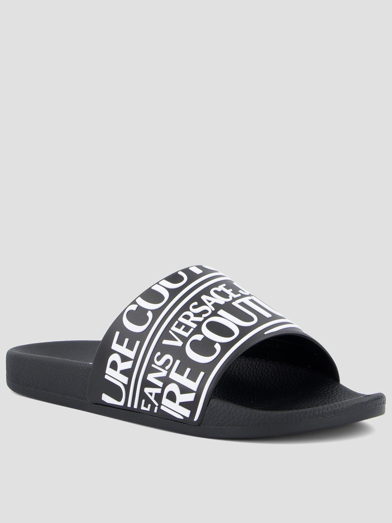 Image 1 of 7 of Versace Jeans Couture Allover Logo Sliders - Black