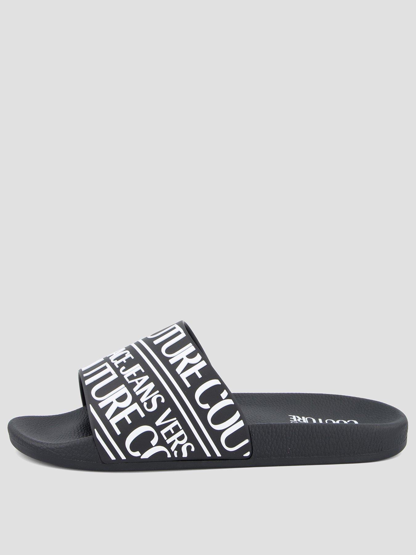Image 2 of 7 of Versace Jeans Couture Allover Logo Sliders - Black