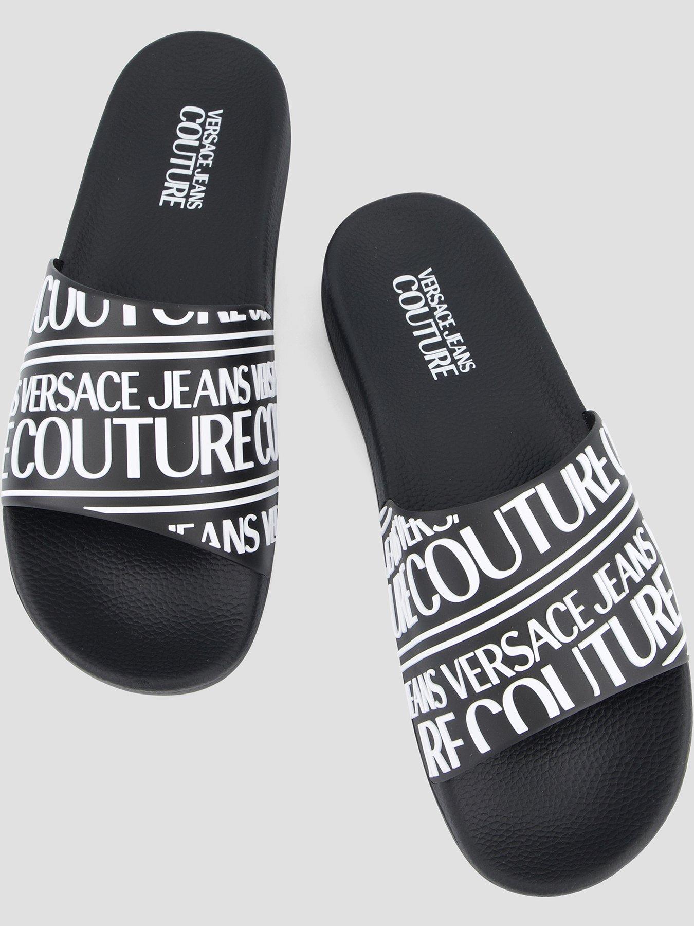Image 3 of 7 of Versace Jeans Couture Allover Logo Sliders - Black