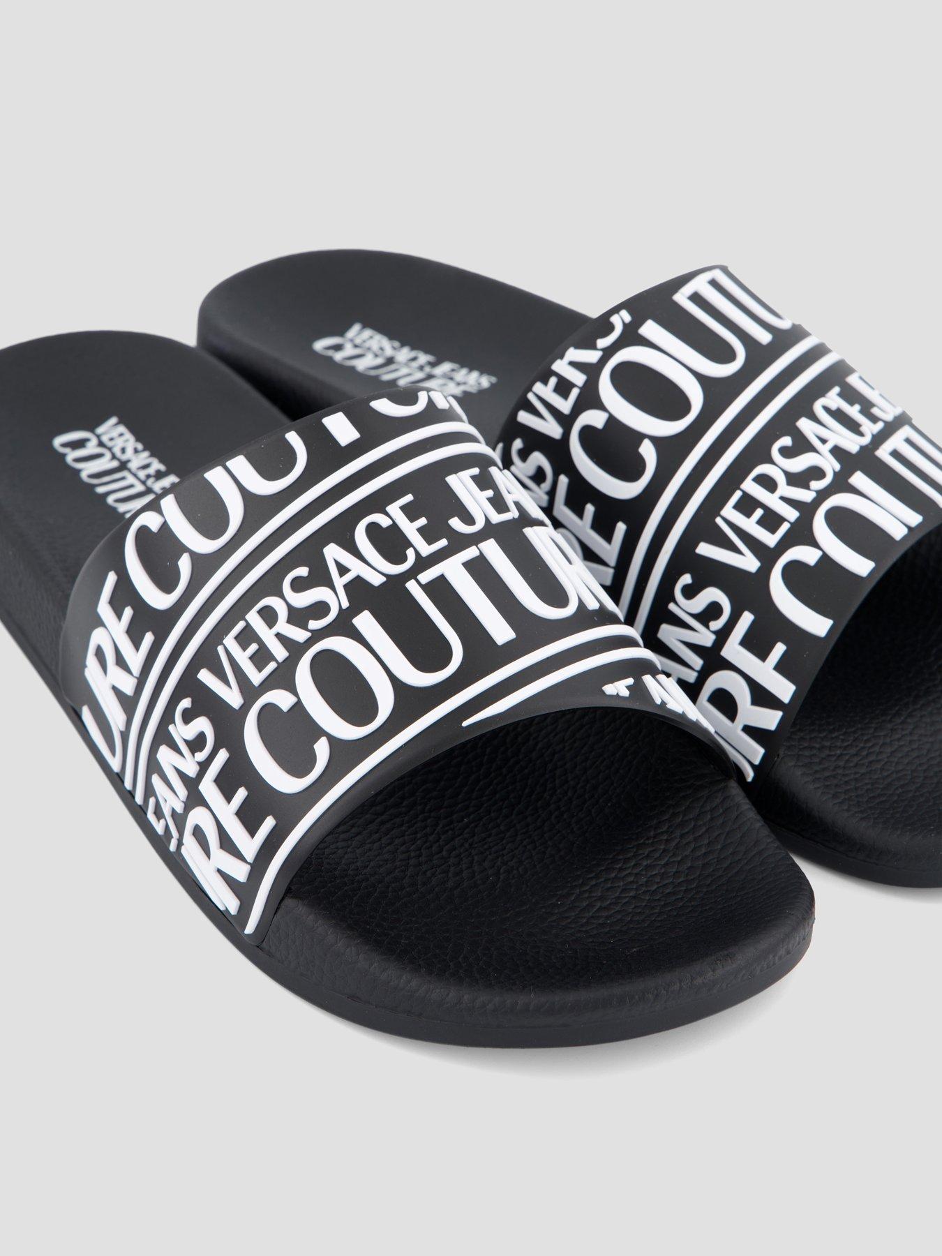Image 5 of 7 of Versace Jeans Couture Allover Logo Sliders - Black
