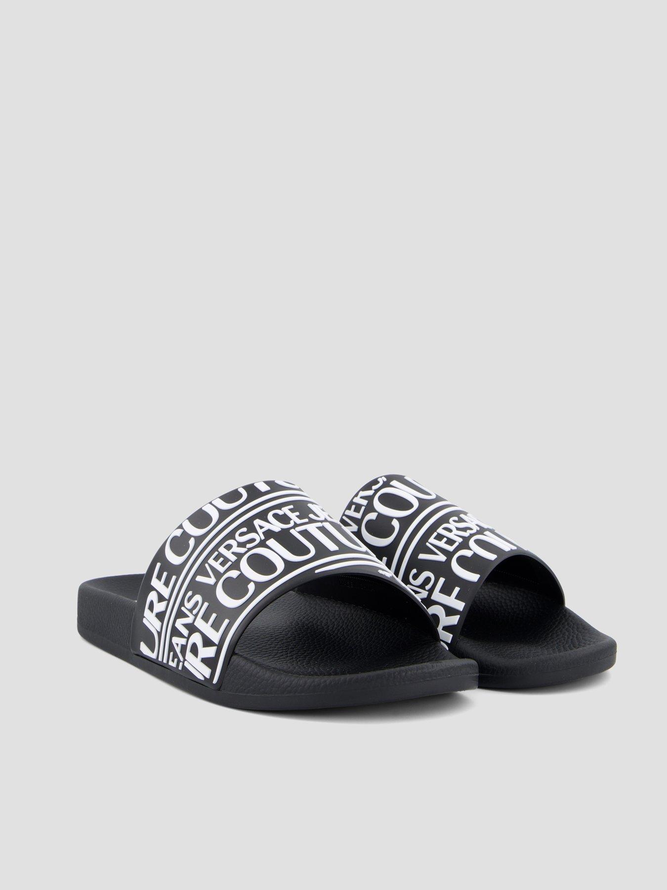 Image 6 of 7 of Versace Jeans Couture Allover Logo Sliders - Black