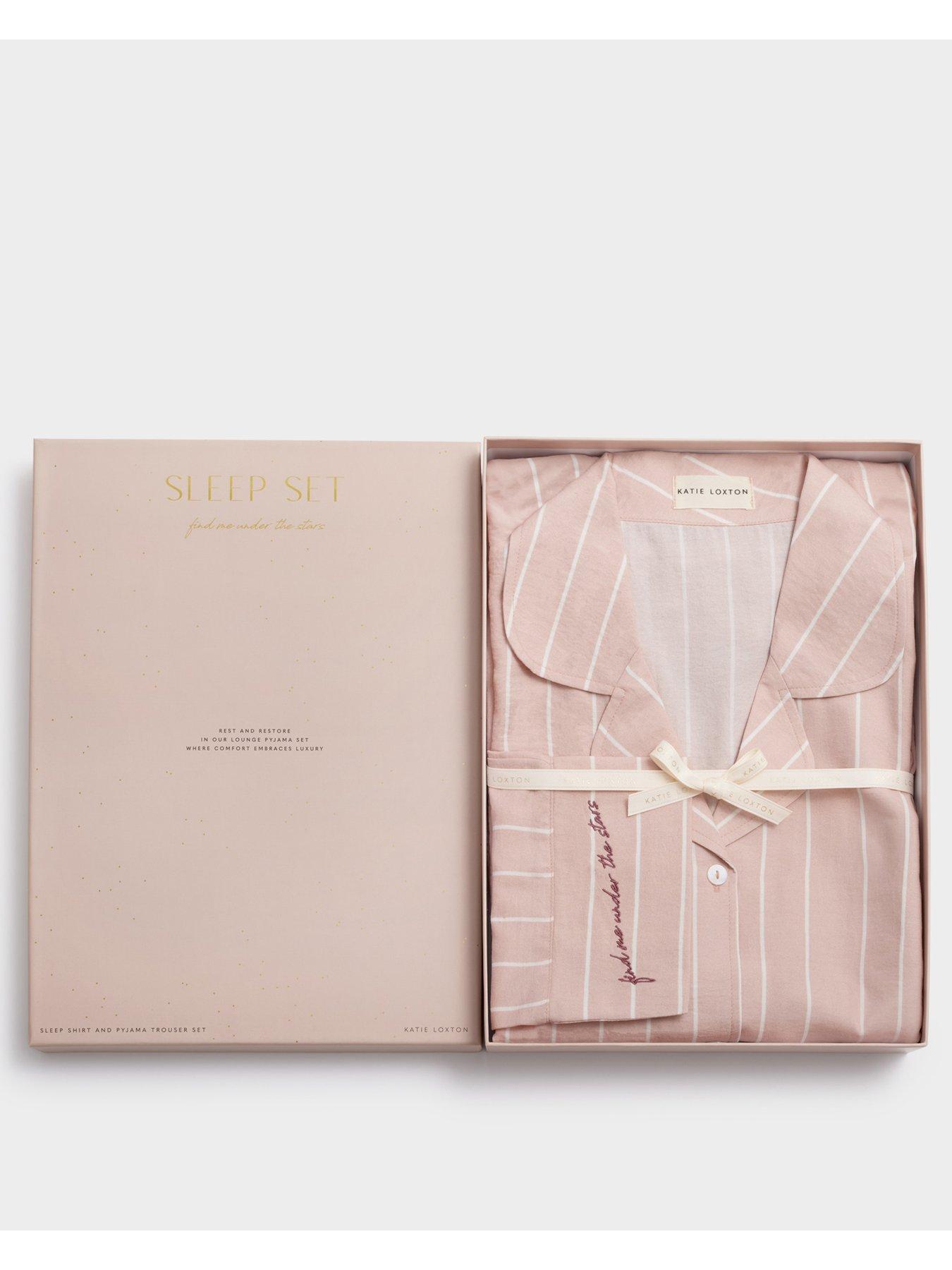 katie-loxton-gift-boxed-pyjama-set-pink-white-stripe-printstillFront