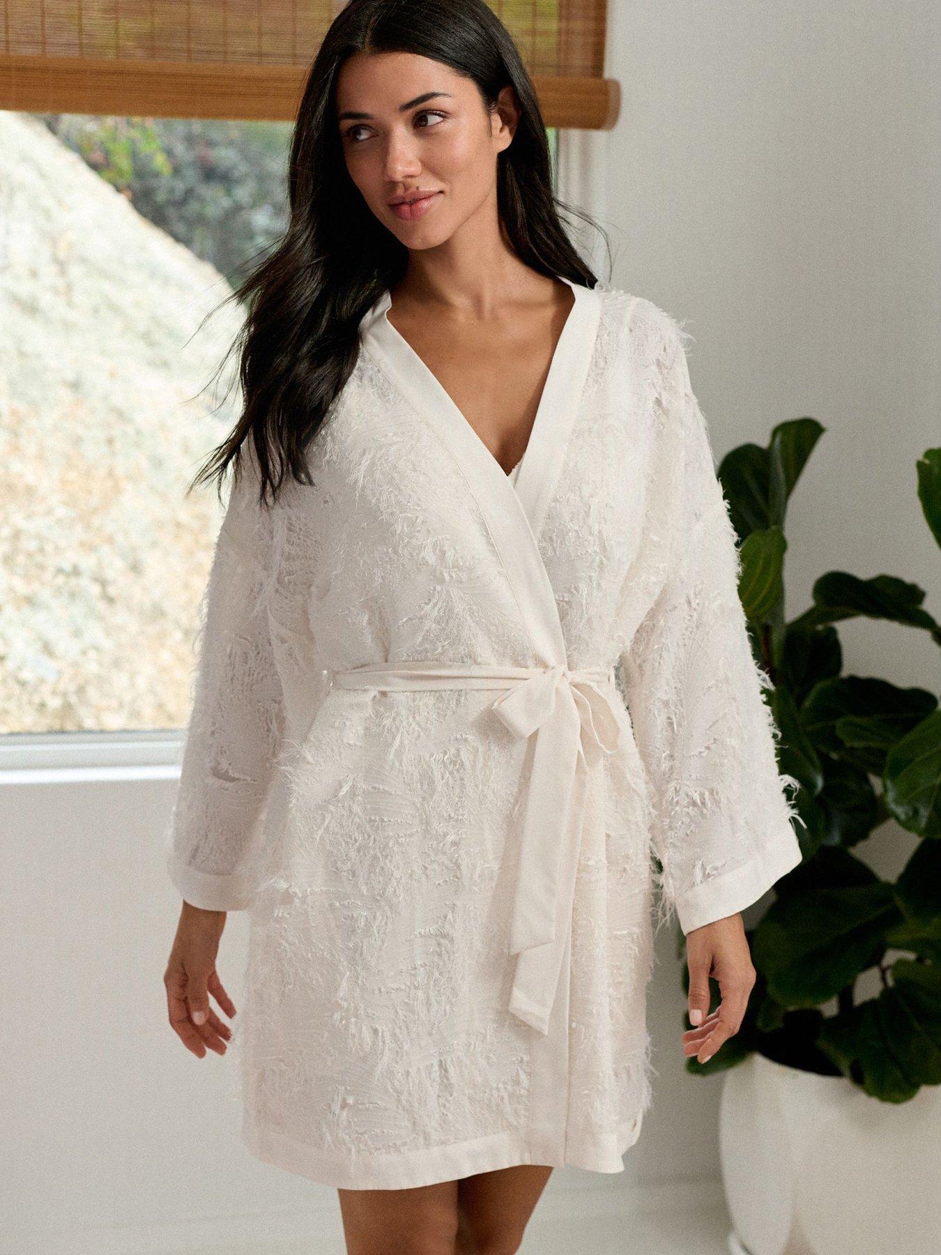 Image 1 of 7 of B By Ted Baker Feather Bridal Robe - Ivory