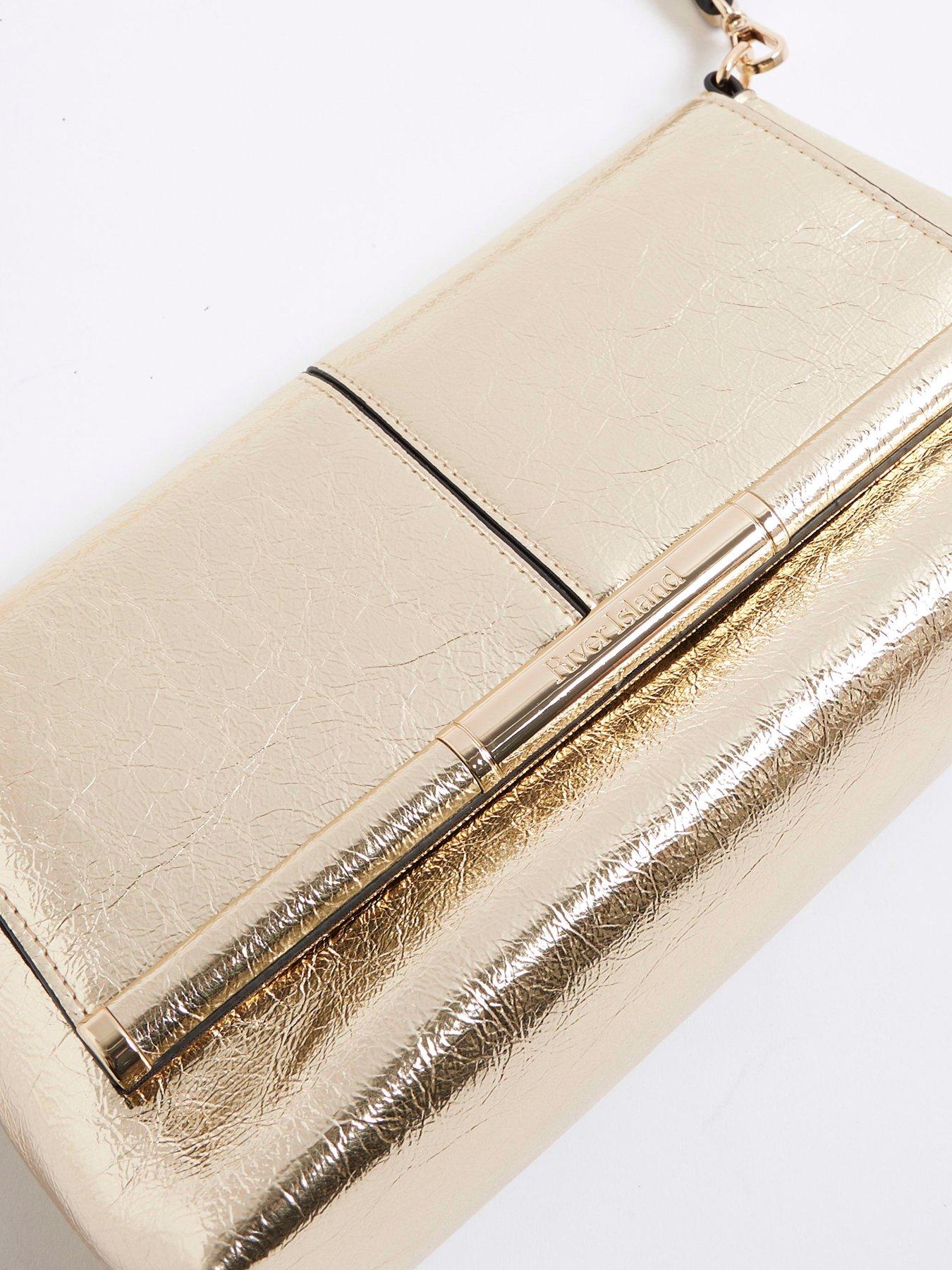 Image 6 of 6 of River Island Bar Front Clutch - Gold