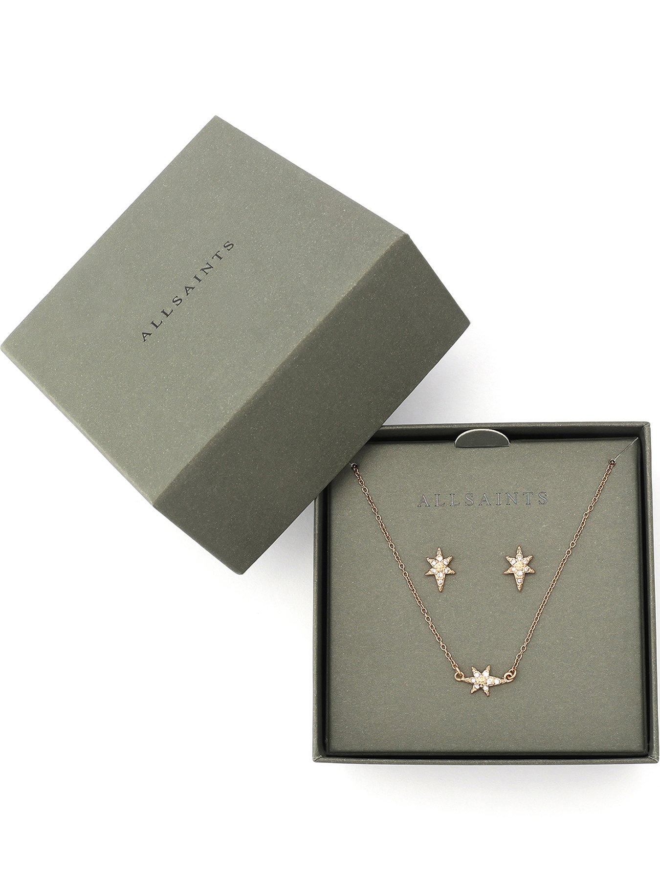 Image 1 of 4 of AllSaints Earrings &amp; Necklace Star Set - Gold