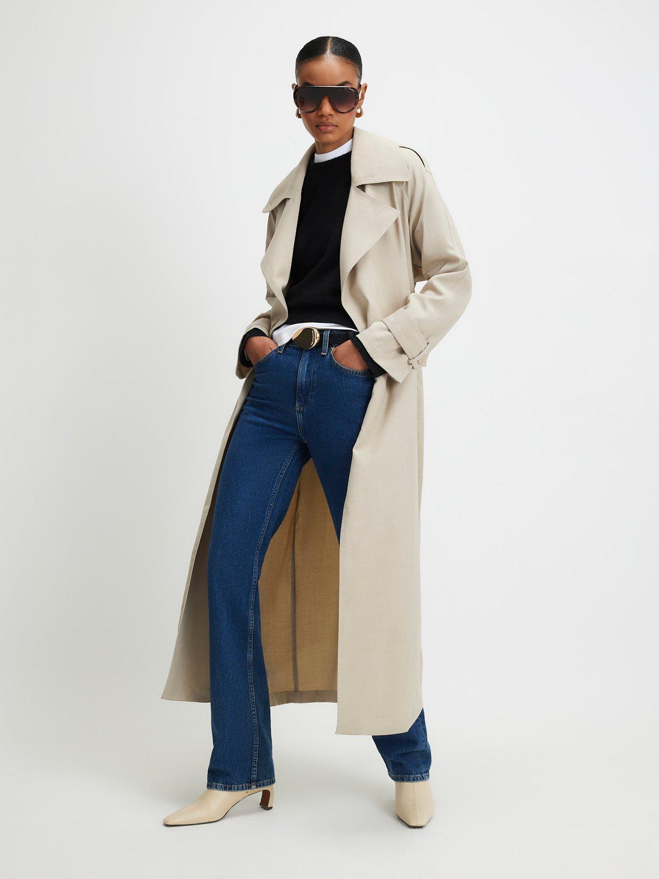 Image 3 of 4 of River Island Collared Long Sleeve Trench Coat- Cream