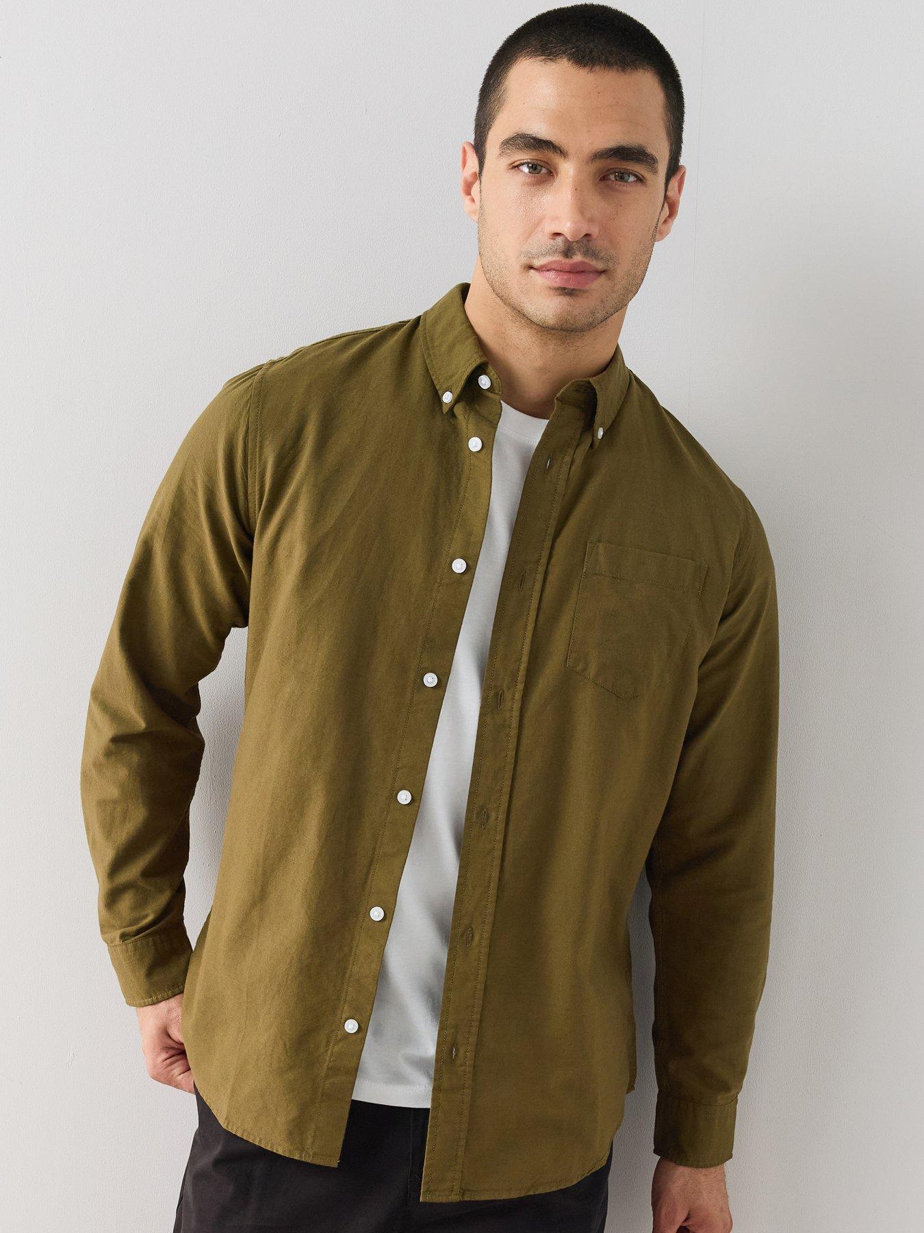 The Very Collection Long Sleeve Oxford Shirt - Dark Khaki