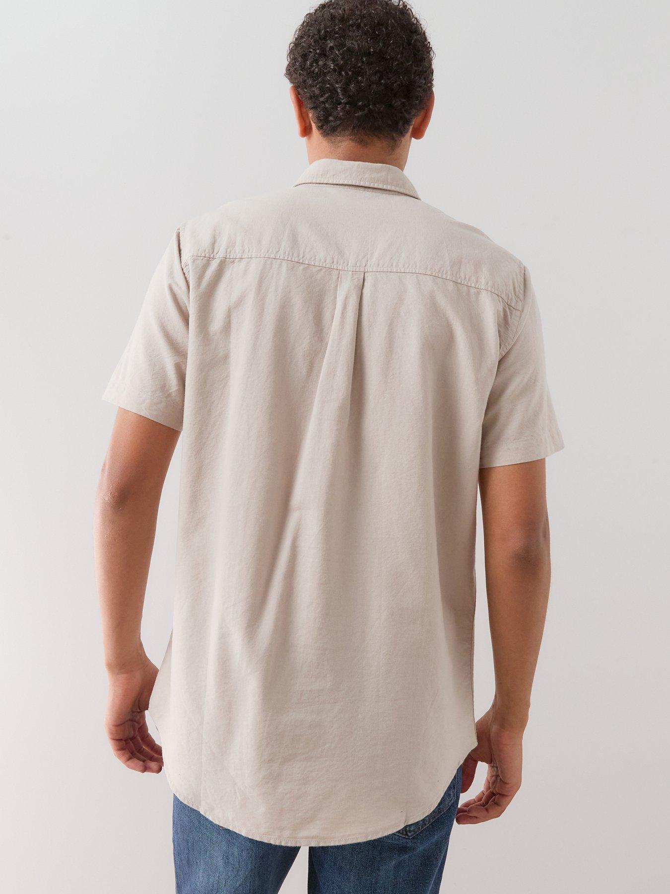 Image 2 of 7 of The Very Collection Short Sleeve Oxford Shirt - Stone
