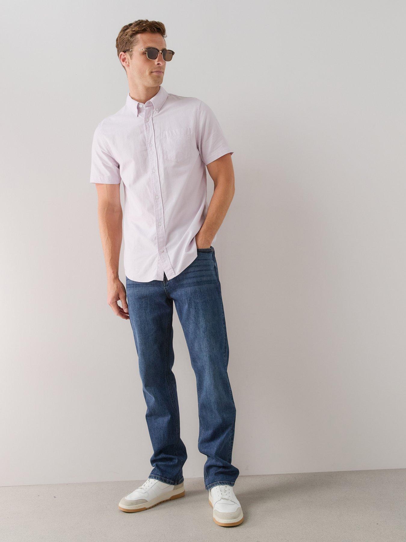 Image 3 of 7 of The Very Collection Short Sleeve Oxford Shirt - Lilac