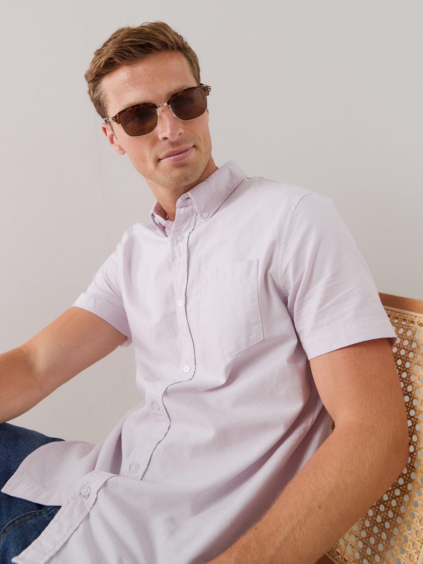 Image 4 of 7 of The Very Collection Short Sleeve Oxford Shirt - Lilac