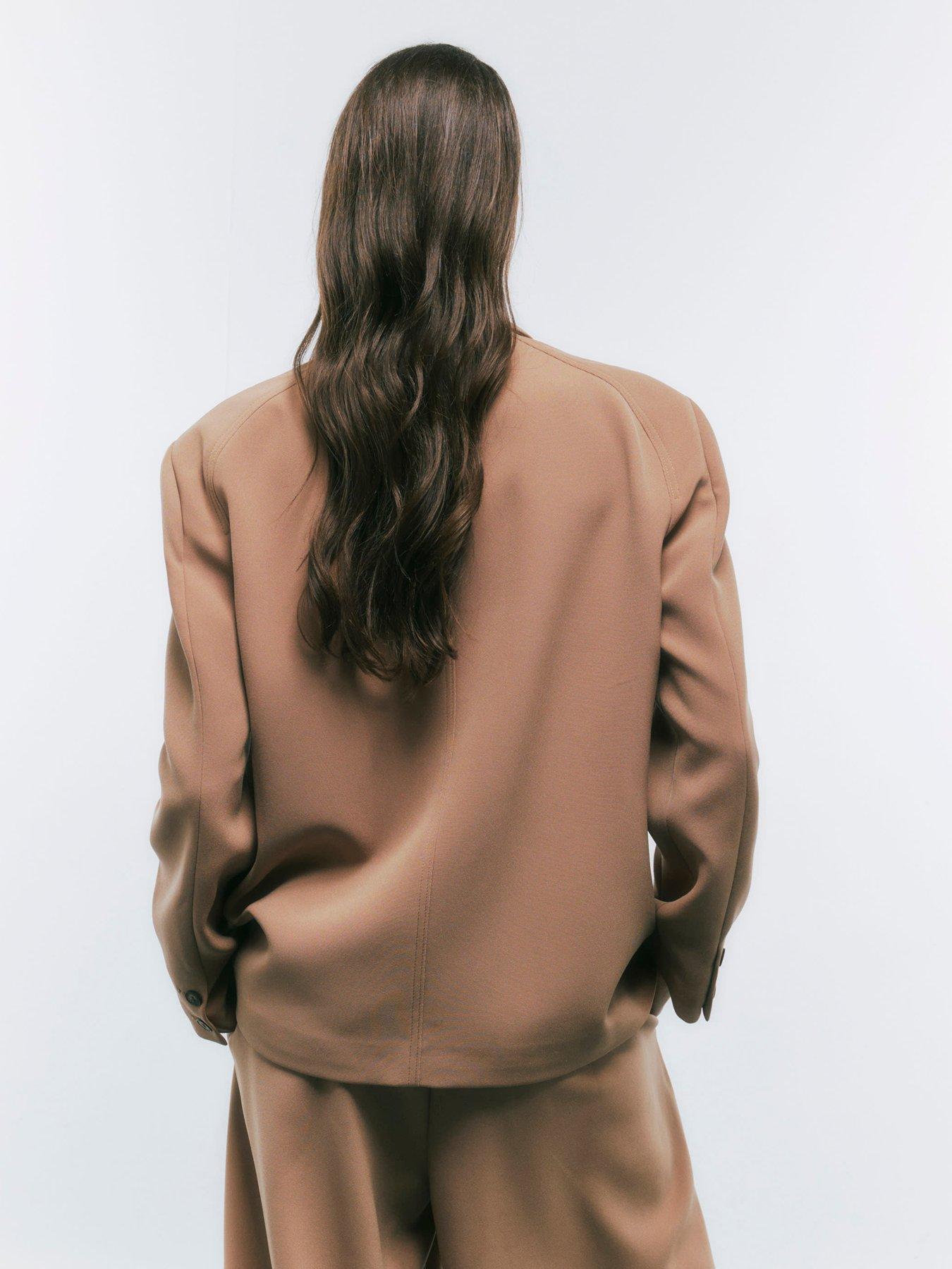 Image 2 of 4 of River Island Long Sleeve Oversized Blazer - Brown