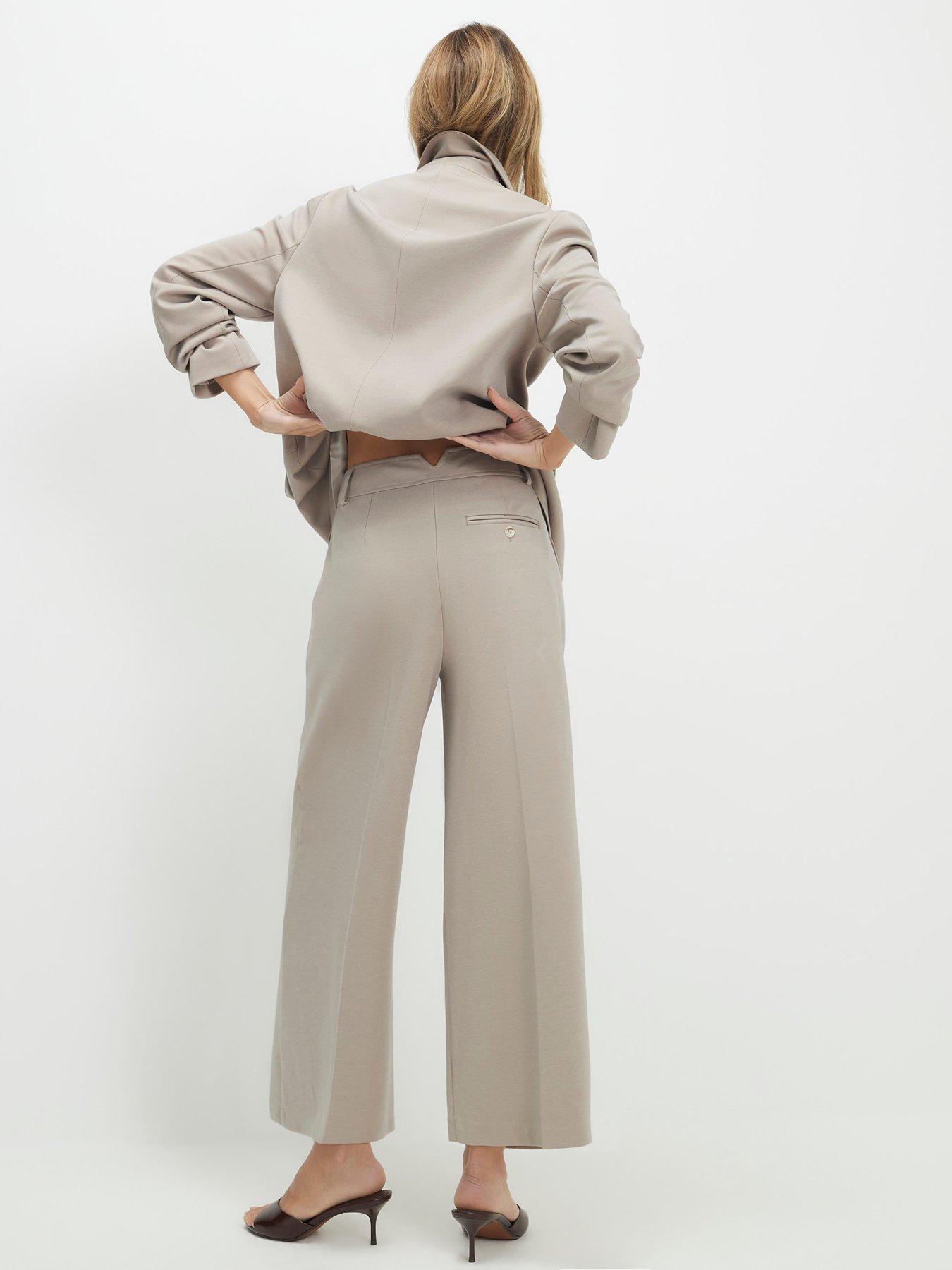 Image 2 of 4 of River Island Premium Co-ord Cropped Wide Leg Trousers - Cream