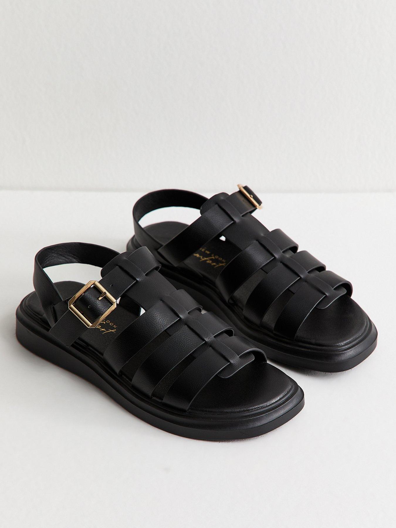 New Look Wide Fit Faux Leather Chunky Gladiator Sandals - Black | Very ...