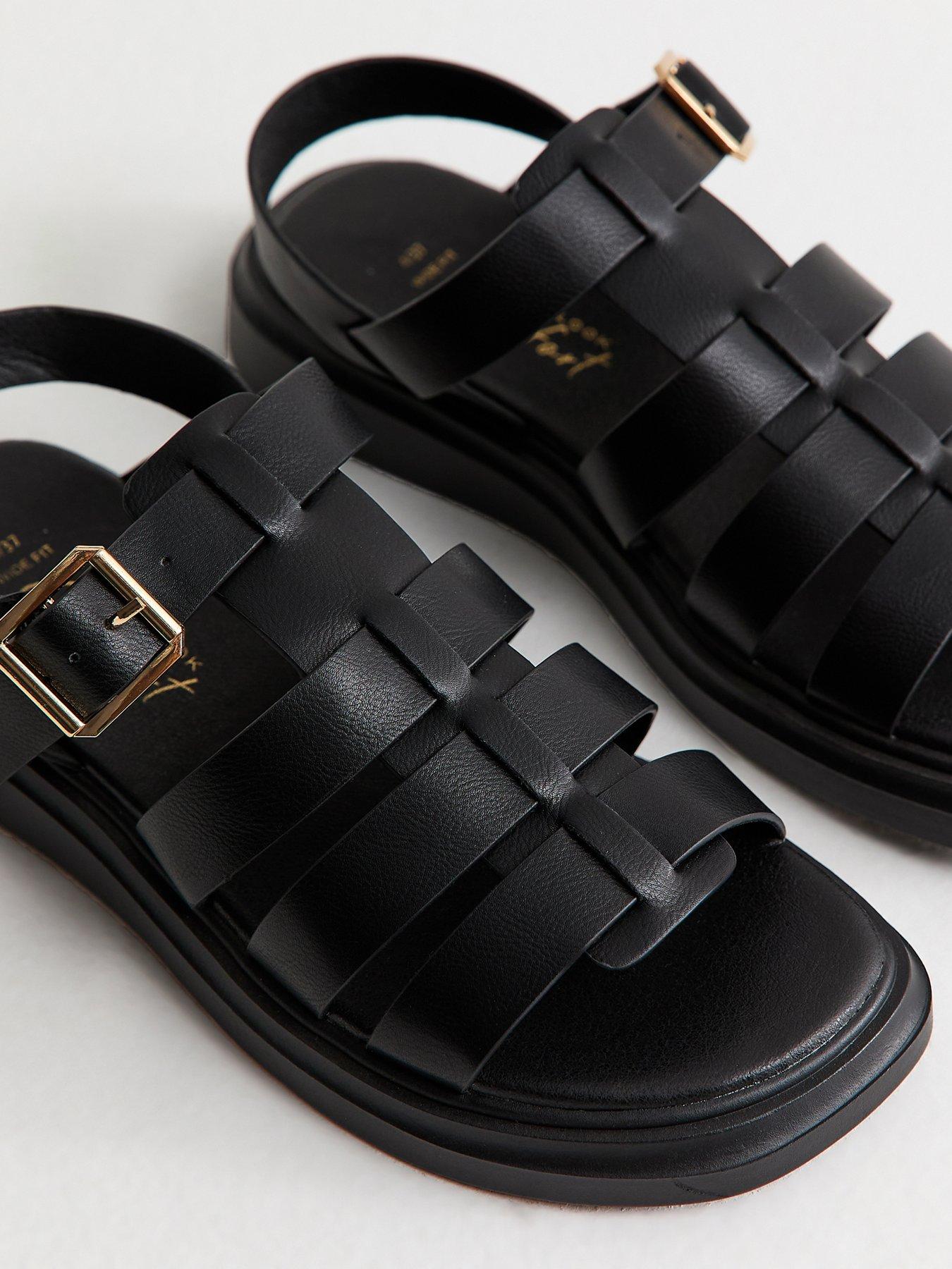New Look Wide Fit Faux Leather Chunky Gladiator Sandals - Black | Very ...