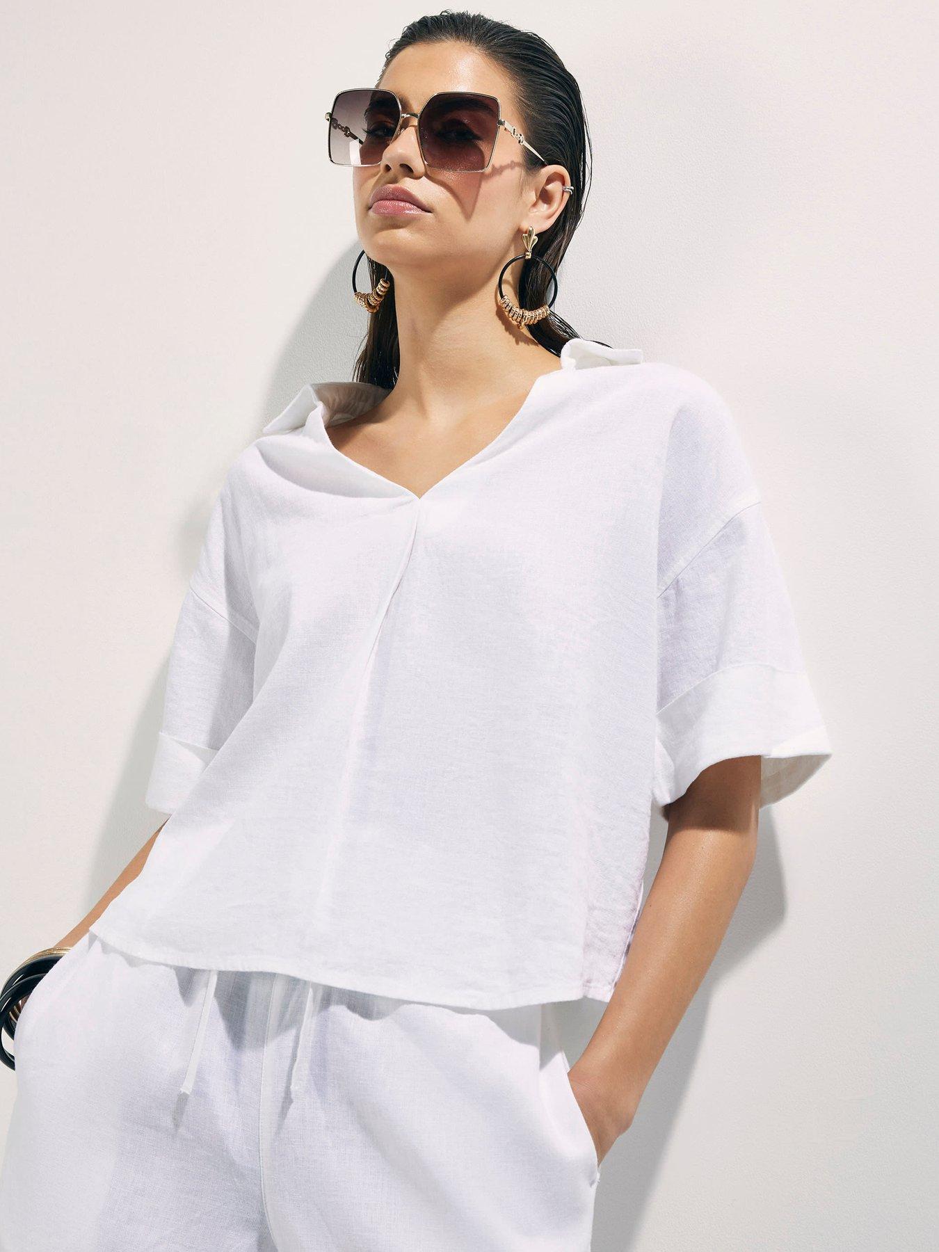 River Island Epp Linen Short Sleeve Shirt - White