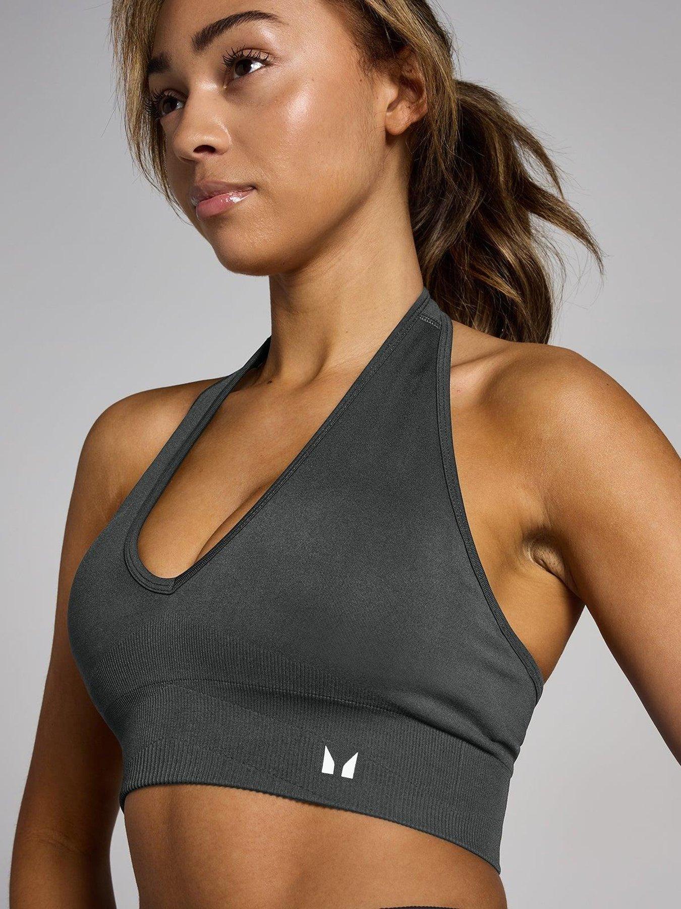 Image 1 of 3 of MyProtein Womens Training Tempo Seamless Halter Neck Bra - Grey
