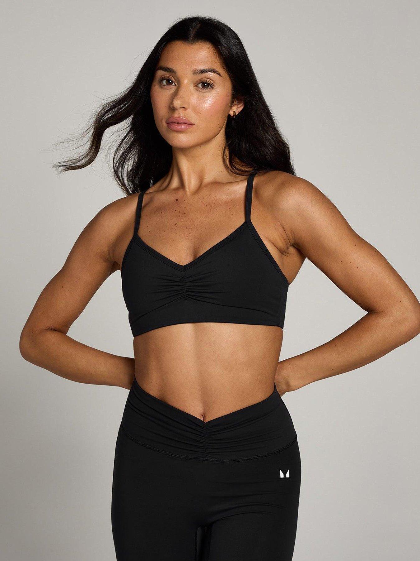 MyProtein Women Tempo Ruched Front Sports Bra – Black