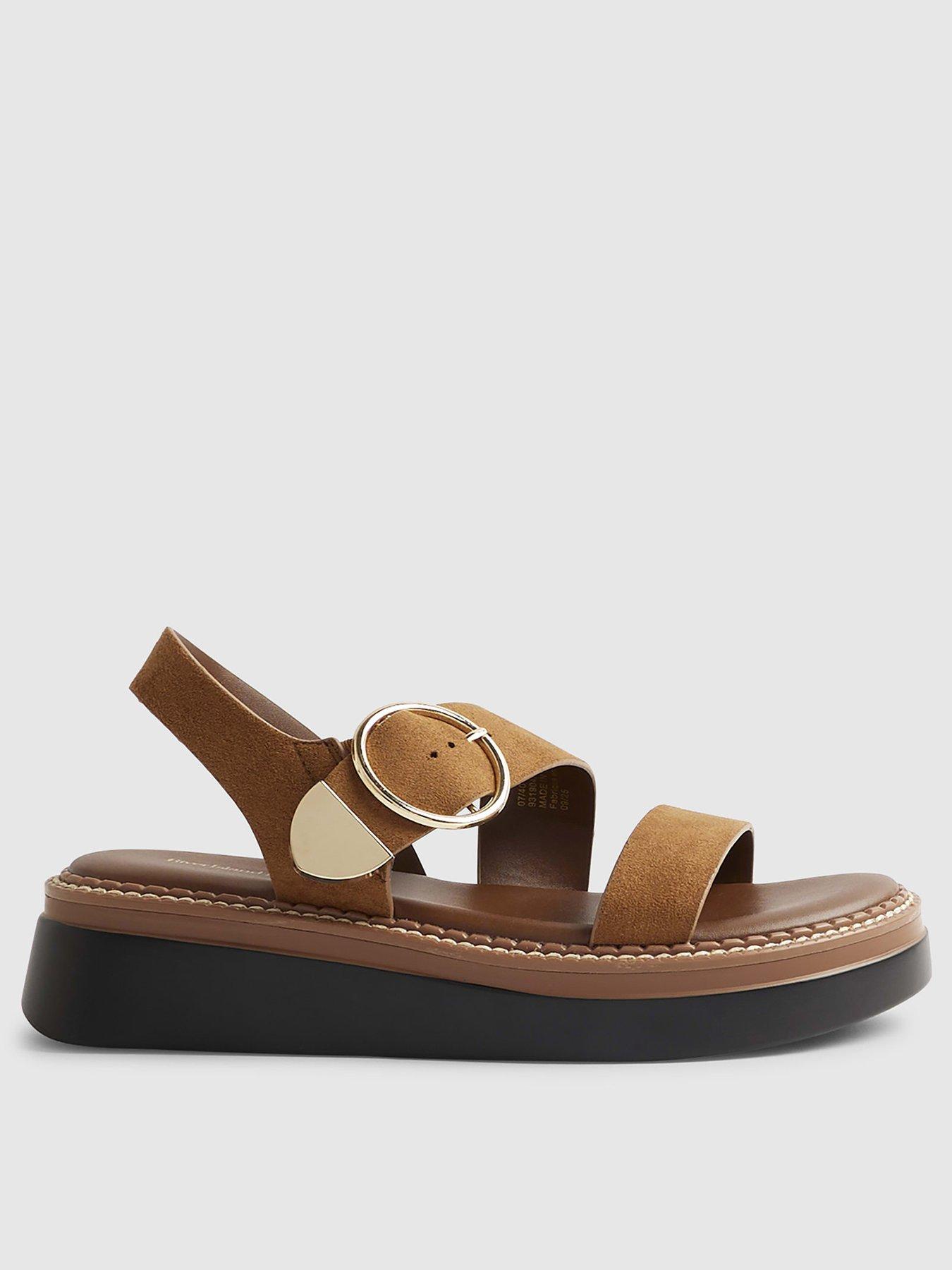 Image 2 of 6 of River Island Wide Ring Block Flatform - Brown