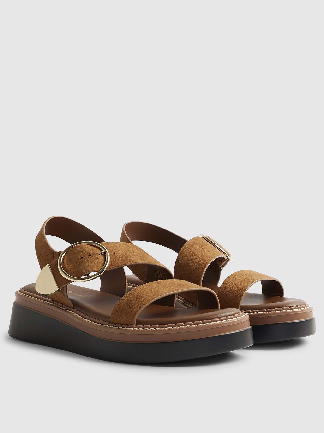 Image 3 of 6 of River Island Wide Ring Block Flatform - Brown