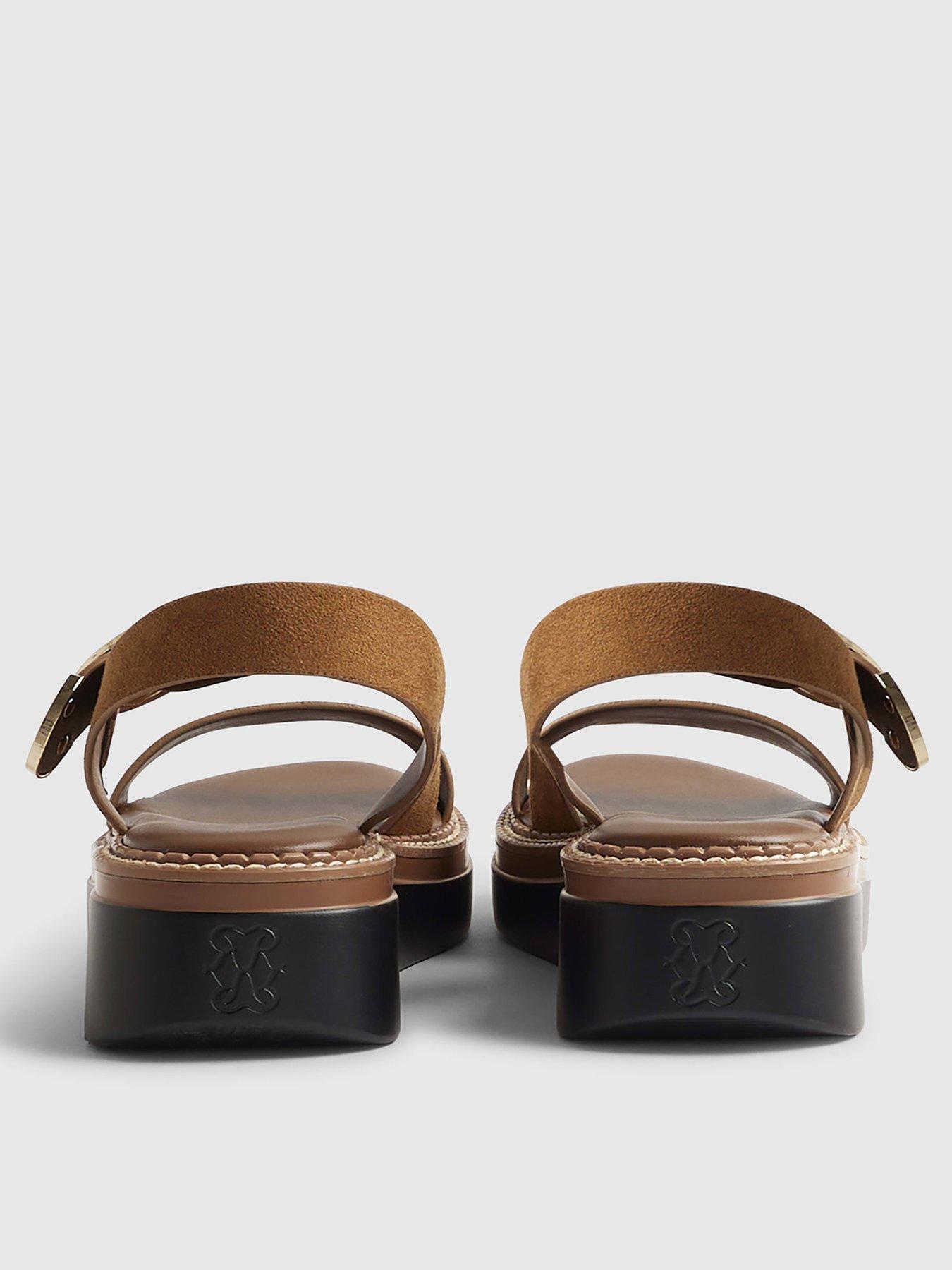 Image 4 of 6 of River Island Wide Ring Block Flatform - Brown
