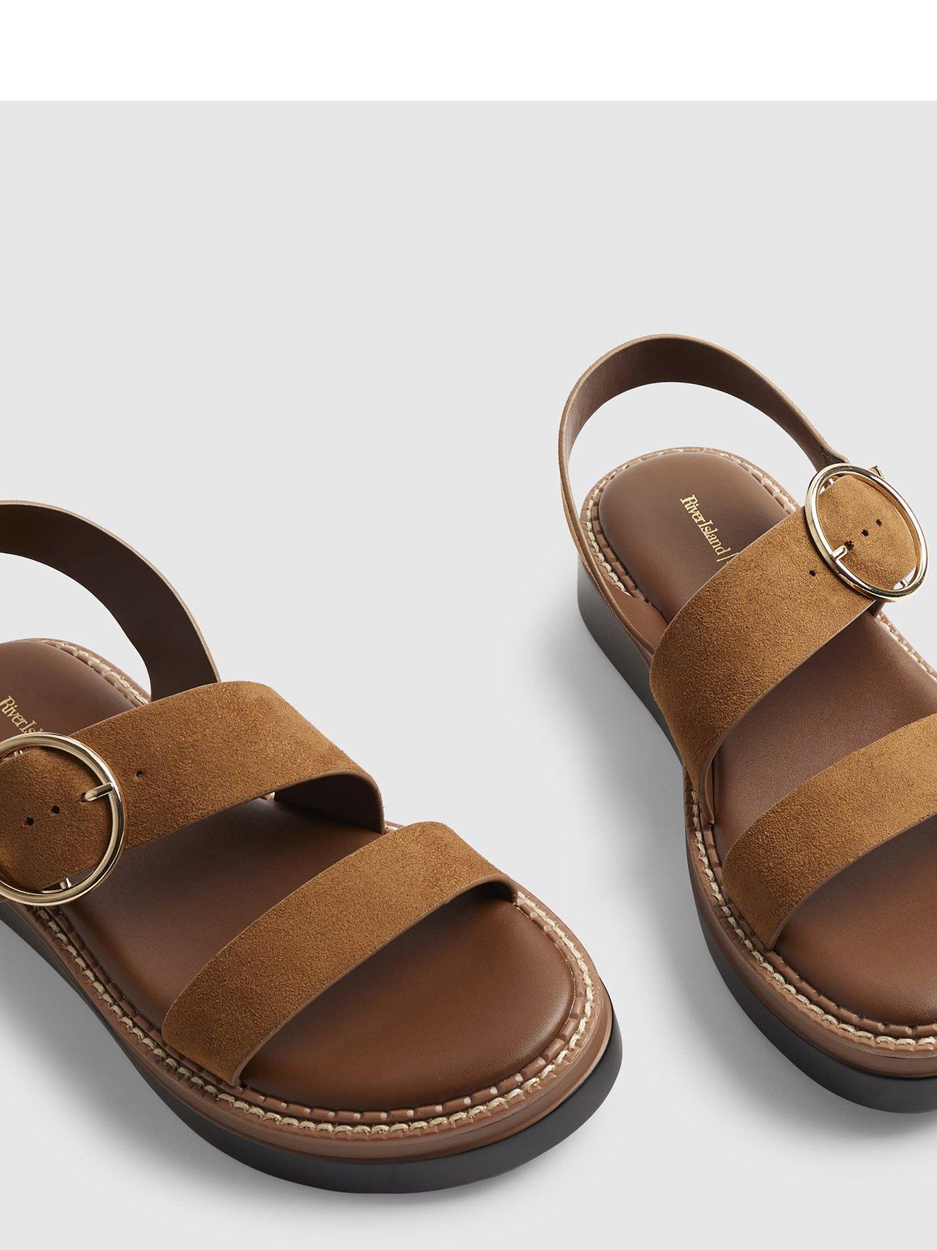 Image 5 of 6 of River Island Wide Ring Block Flatform - Brown