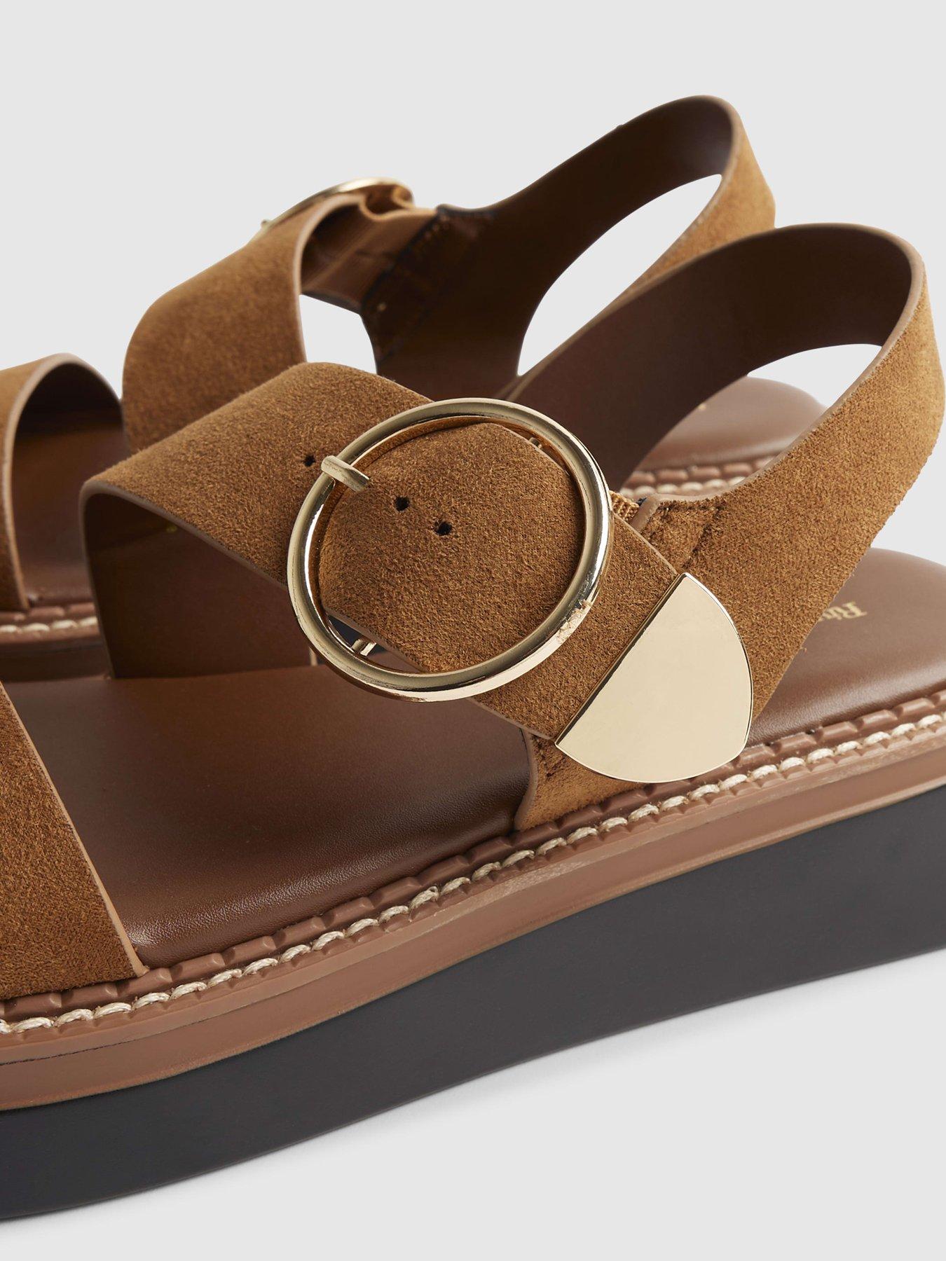 Image 6 of 6 of River Island Wide Ring Block Flatform - Brown