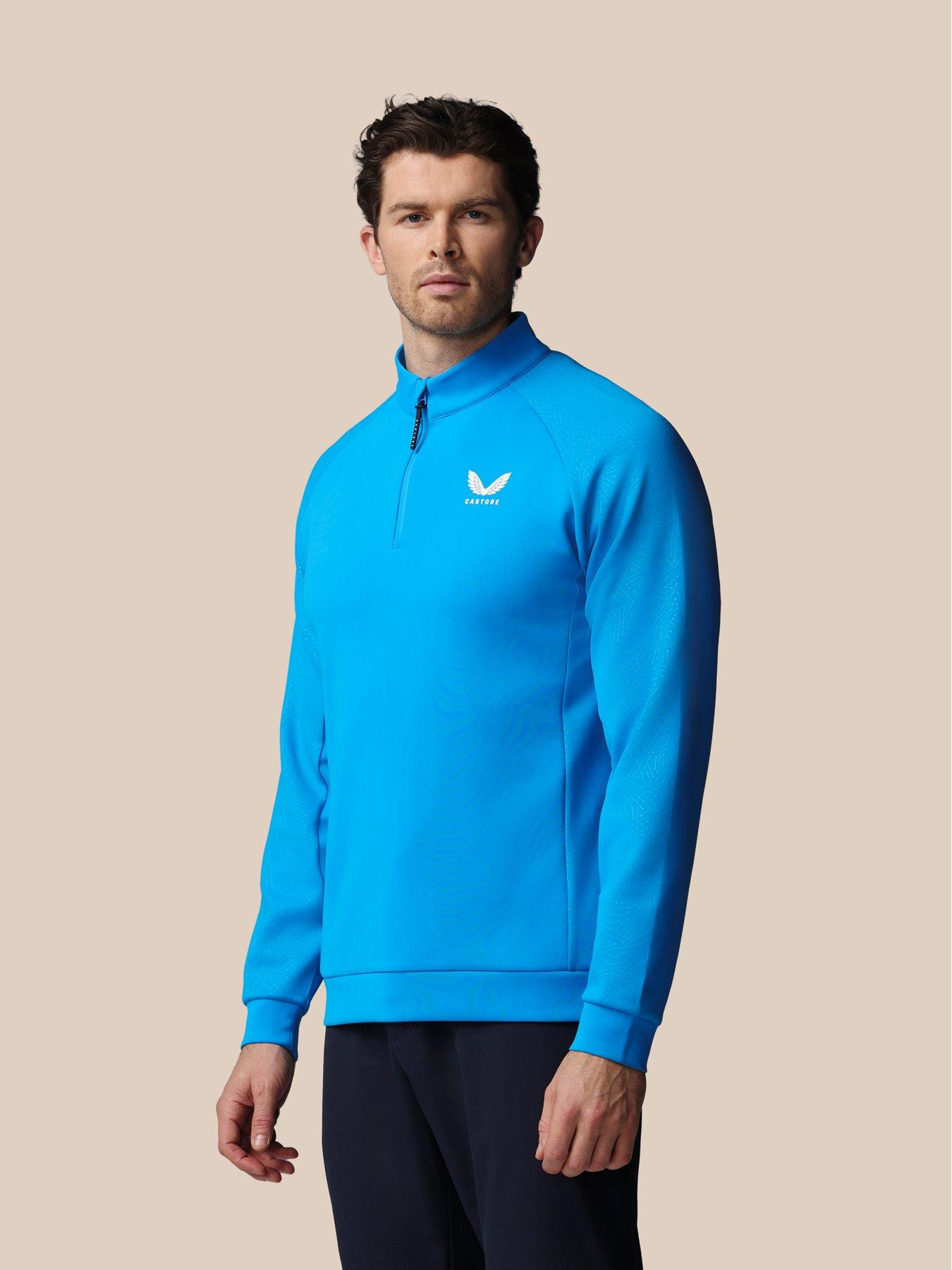 Image 1 of 7 of Castore Mens Golf Flex Debossed 1/4 Zip Top- Blue