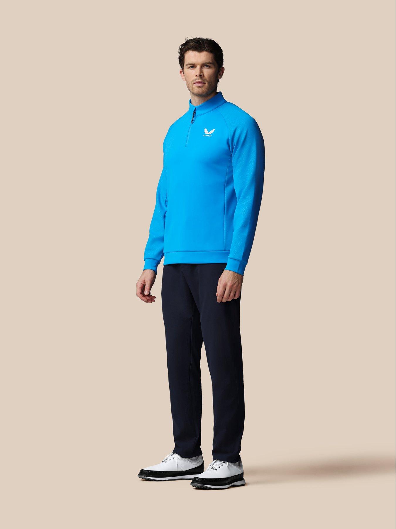 Image 3 of 7 of Castore Mens Golf Flex Debossed 1/4 Zip Top- Blue