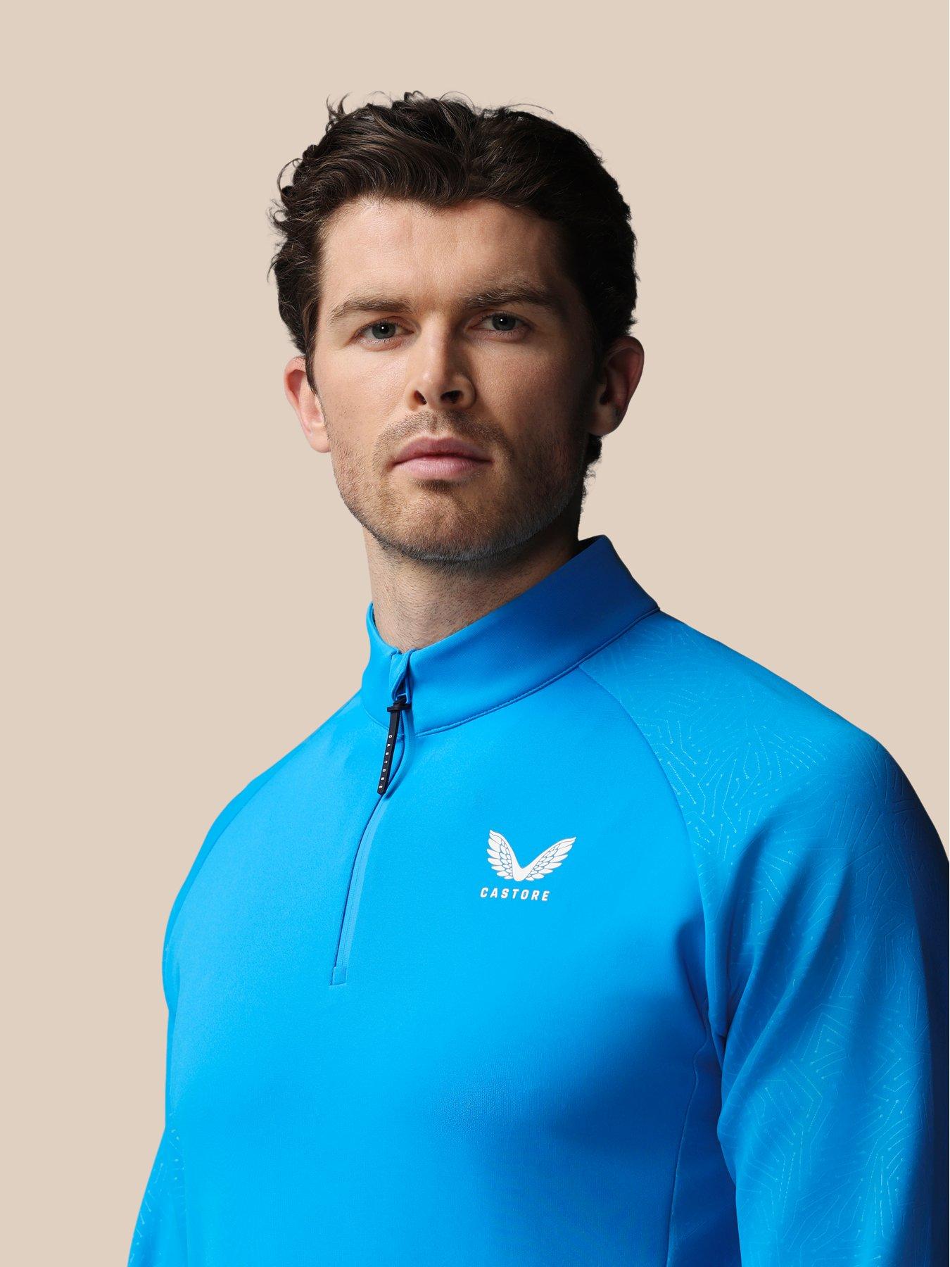 Image 4 of 7 of Castore Mens Golf Flex Debossed 1/4 Zip Top- Blue