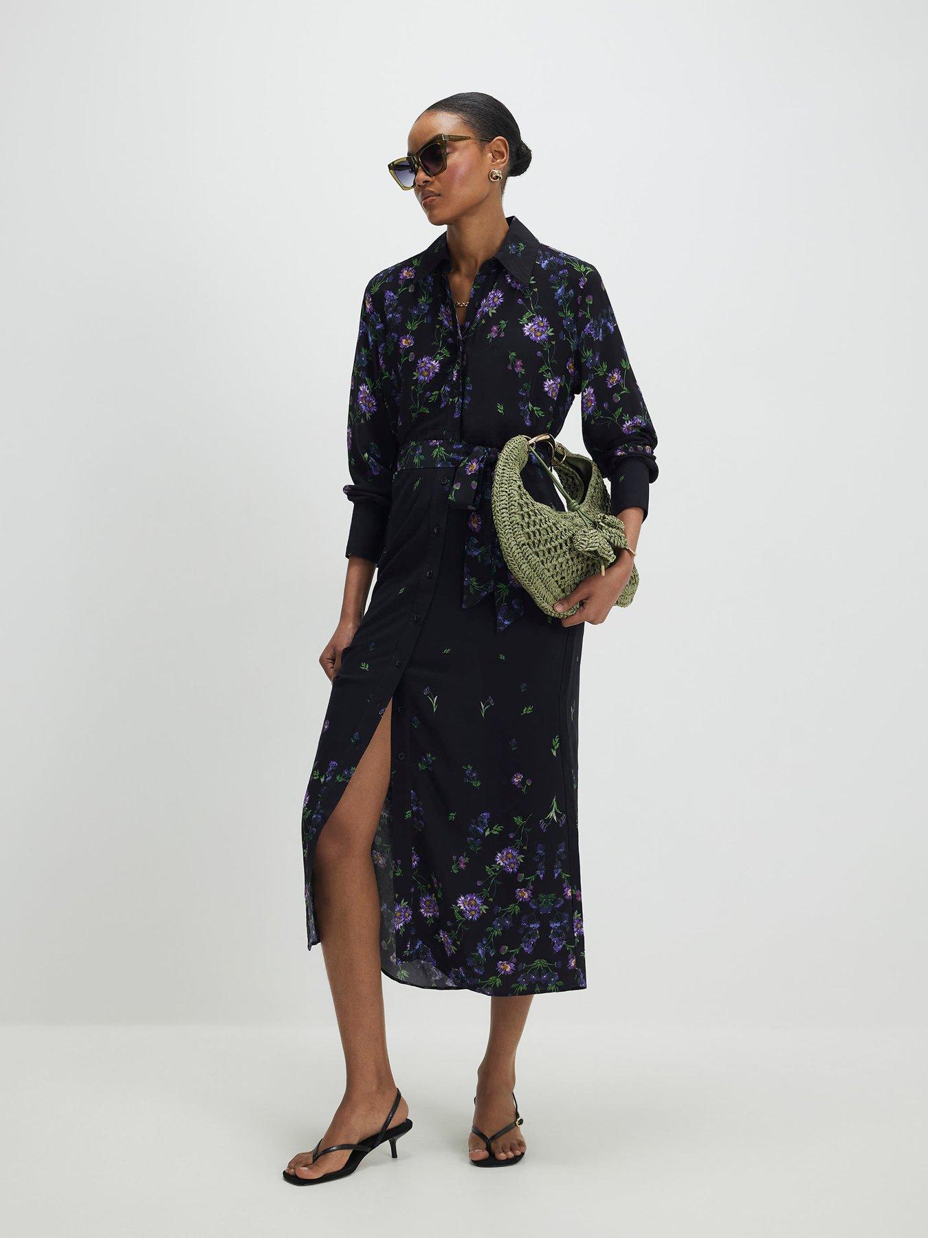 River Island Shirt Column Midi Dress - Black