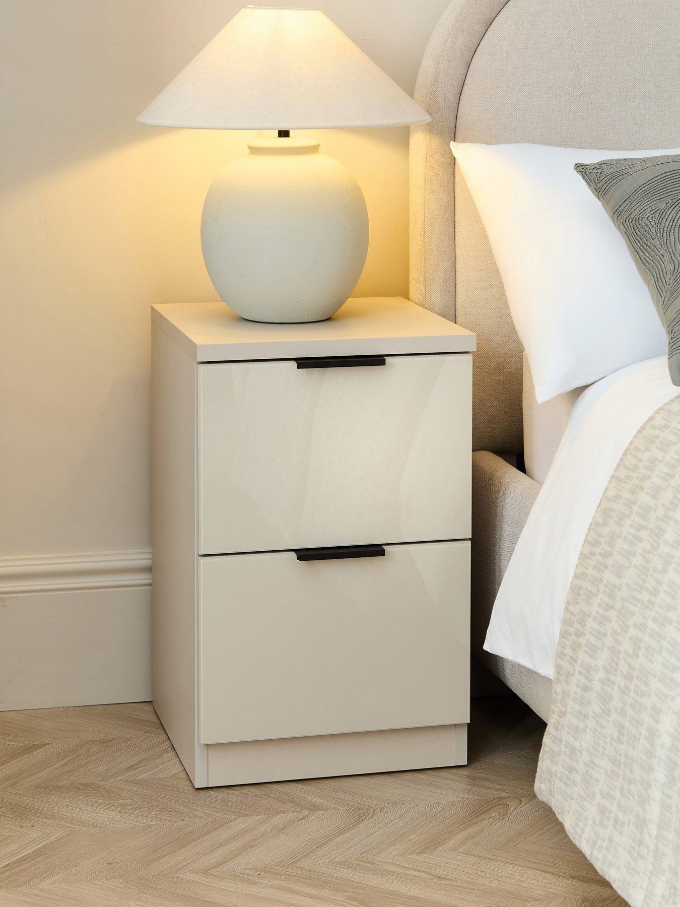 The Very Collection Palma Glass 2 Drawer Bedside Chest