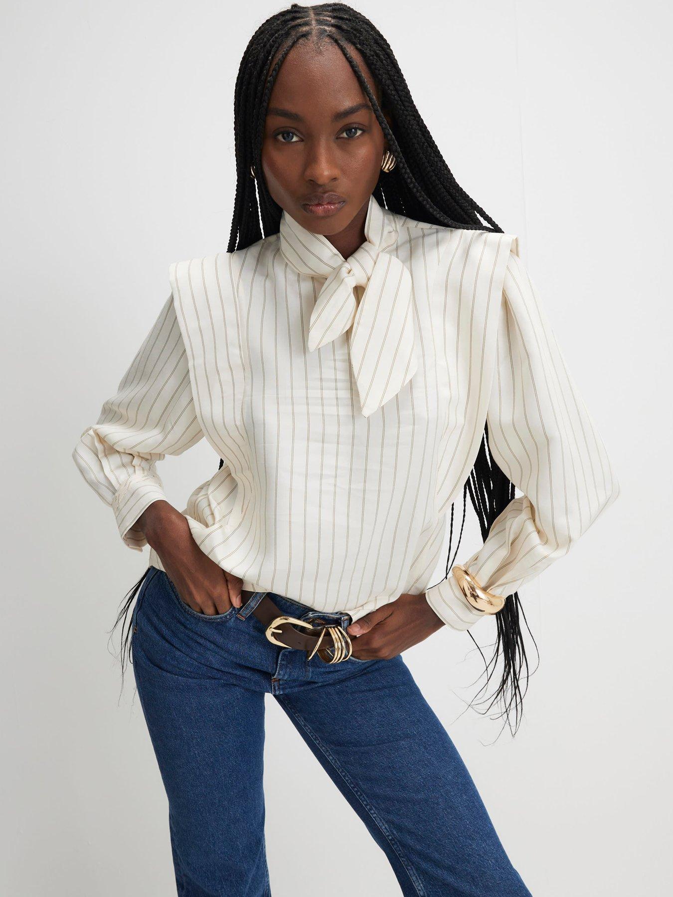 river-island-striped-tie-neck-blouse-creamfront