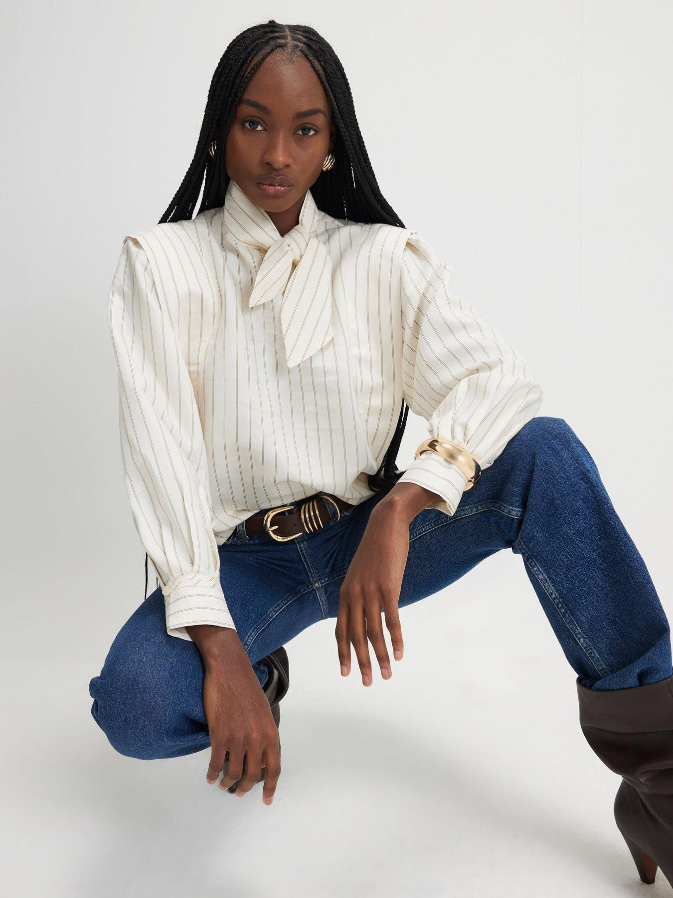 river-island-striped-tie-neck-blouse-creamoutfit