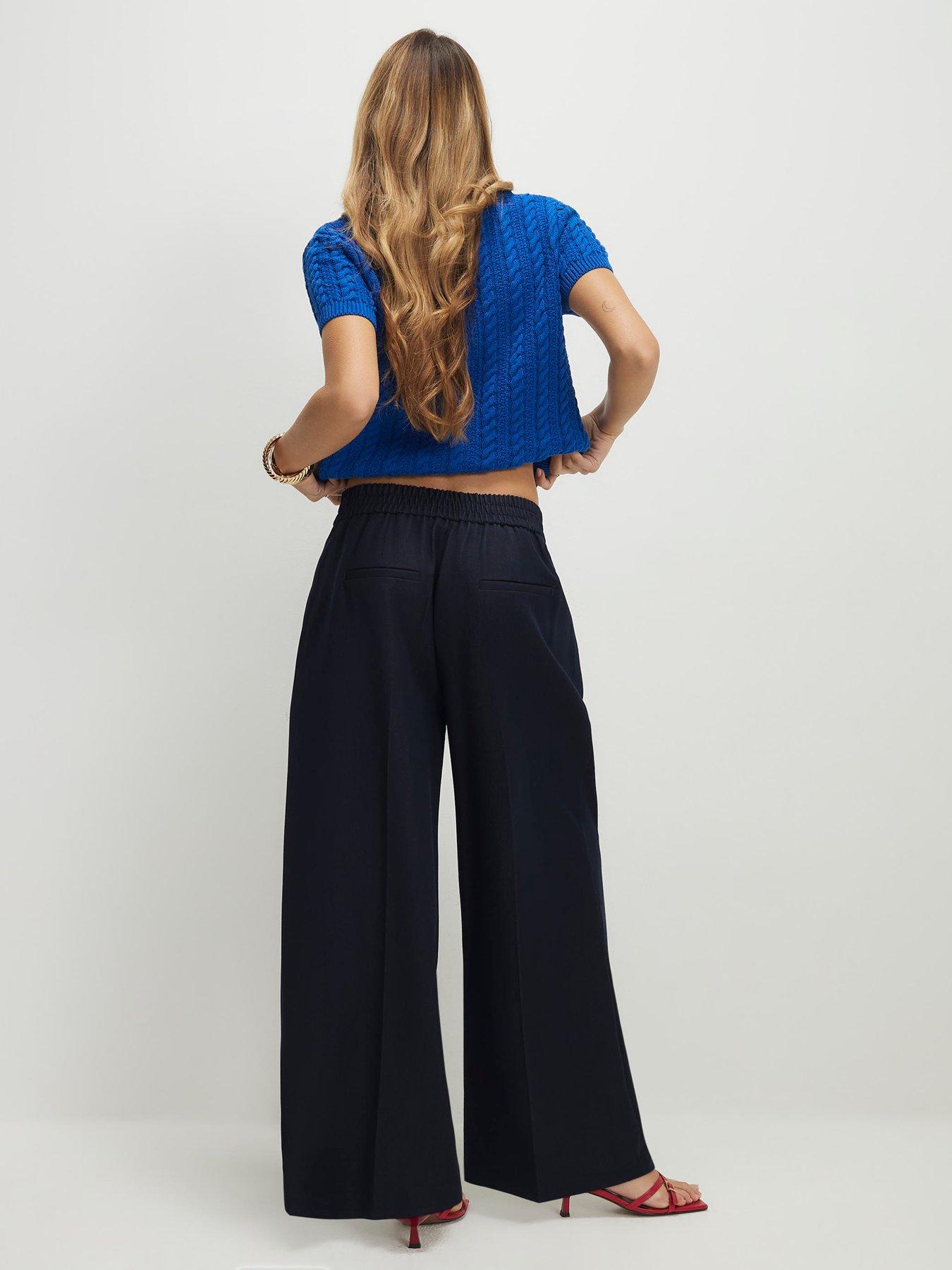 Image 2 of 4 of River Island Denim Look Wide Leg Trouser - Blue