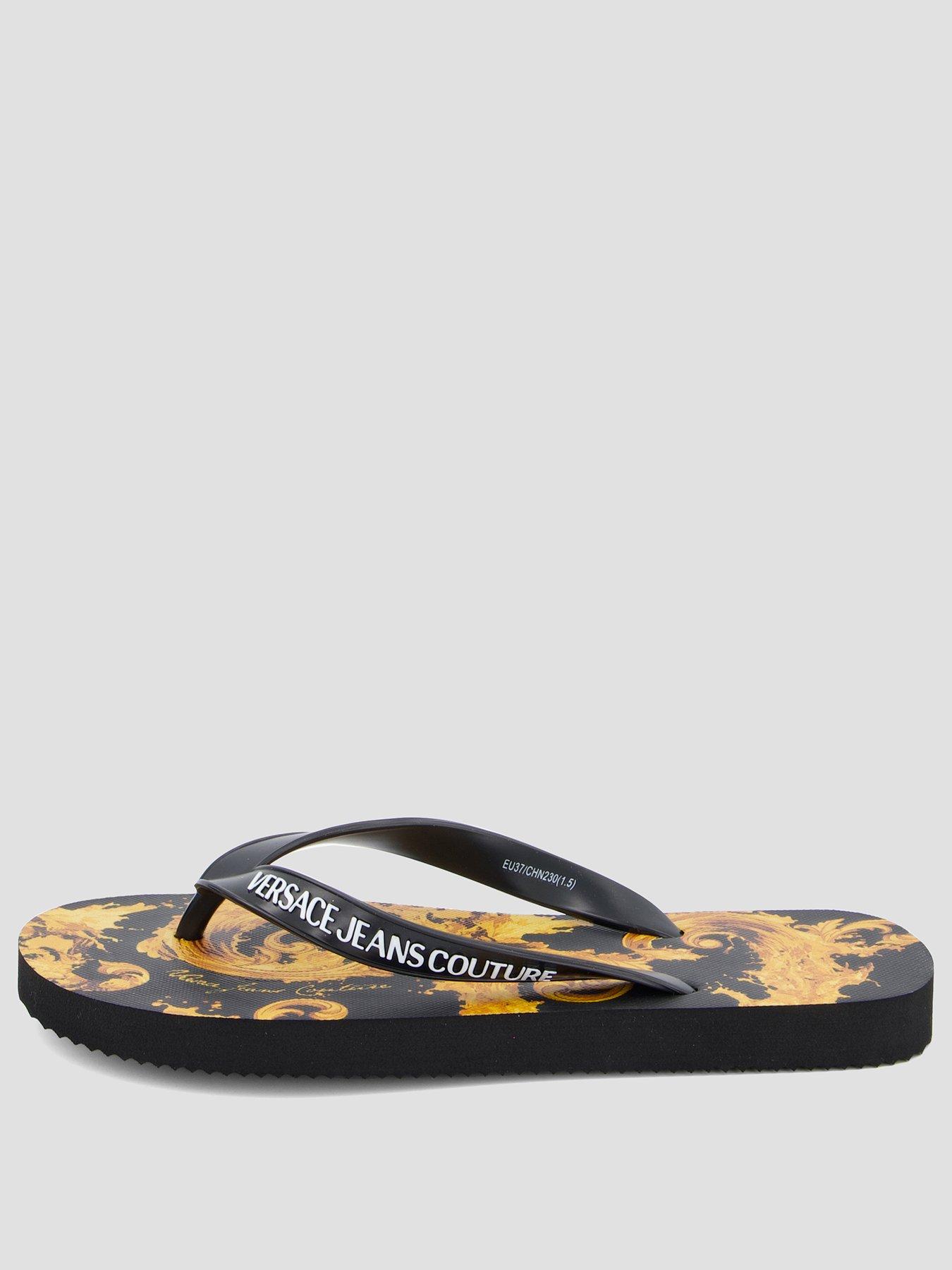 Image 2 of 7 of Versace Jeans Couture Printed Flipflop - Black