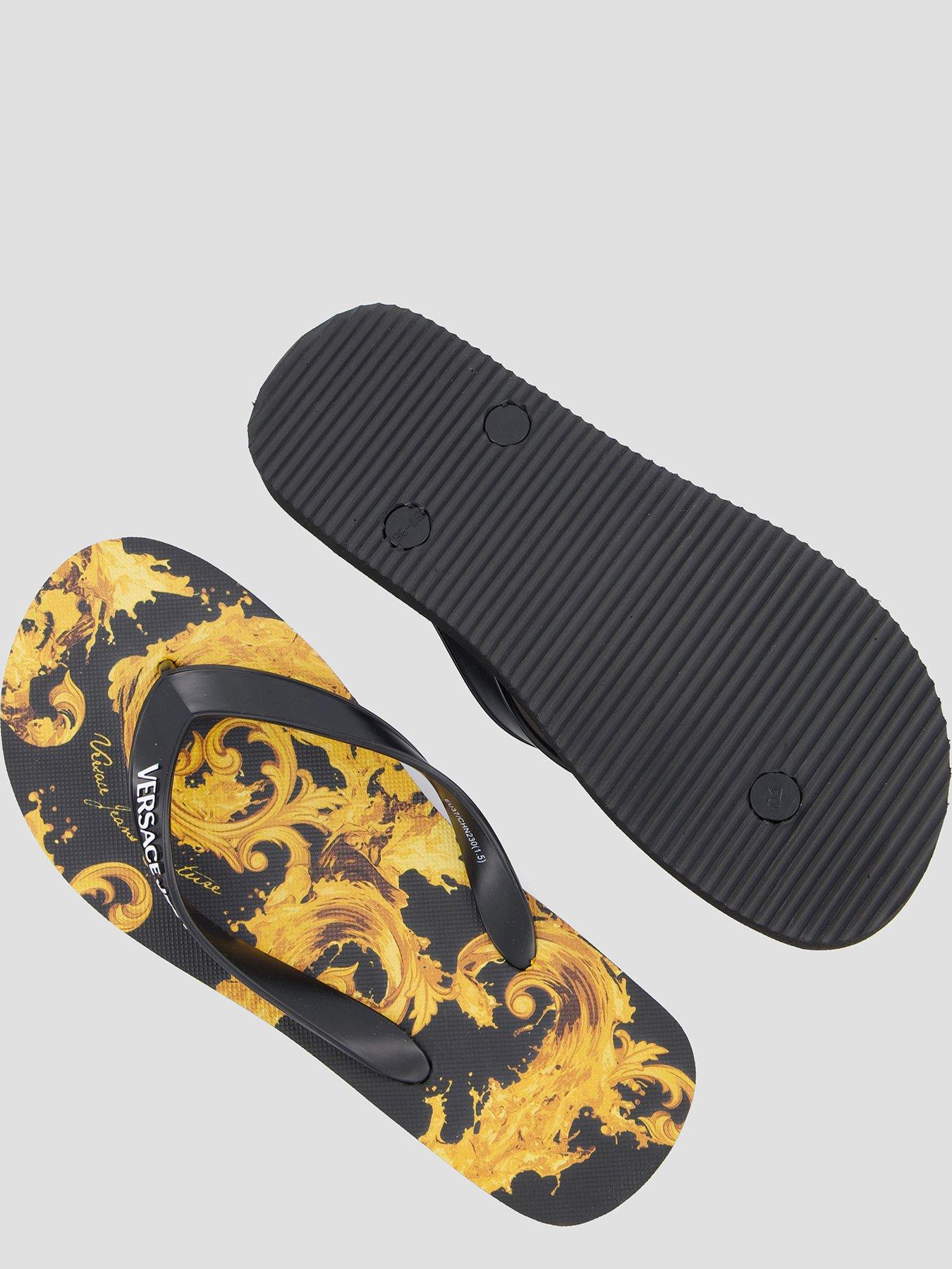 Image 4 of 7 of Versace Jeans Couture Printed Flipflop - Black