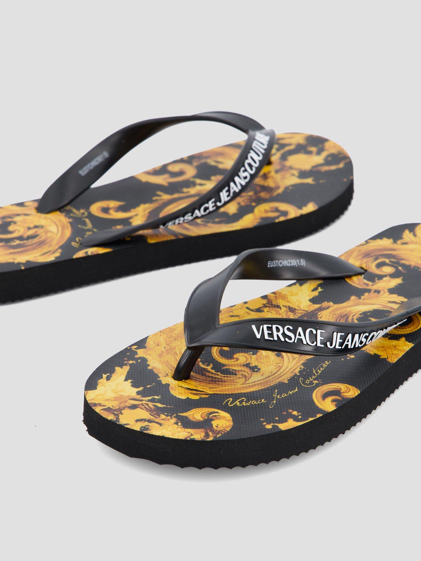Image 5 of 7 of Versace Jeans Couture Printed Flipflop - Black