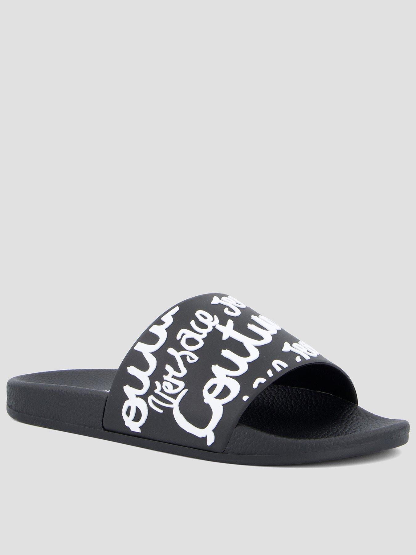 Image 1 of 7 of Versace Jeans Couture Glitter Logo Slider - Black