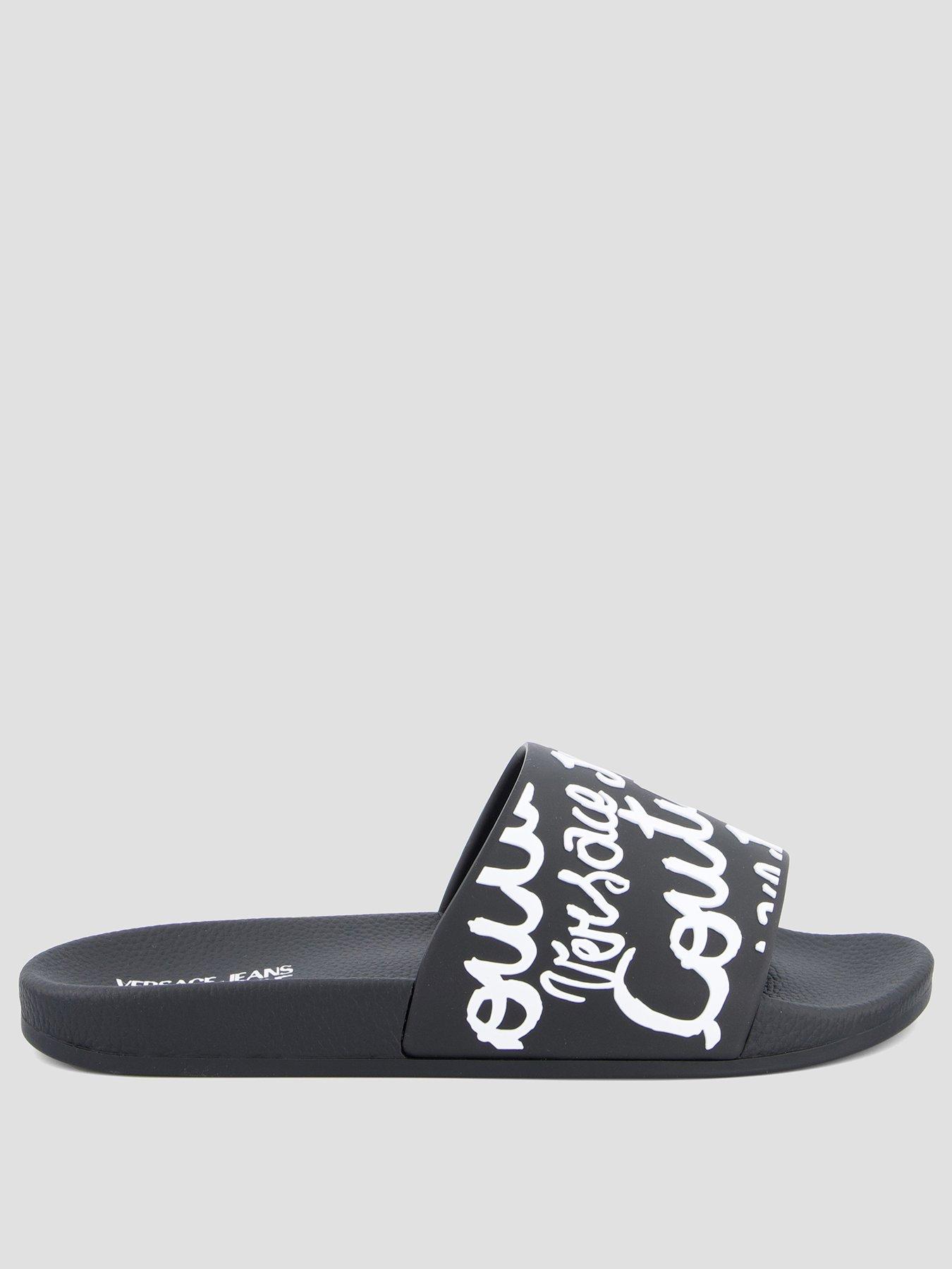 Image 2 of 7 of Versace Jeans Couture Glitter Logo Slider - Black